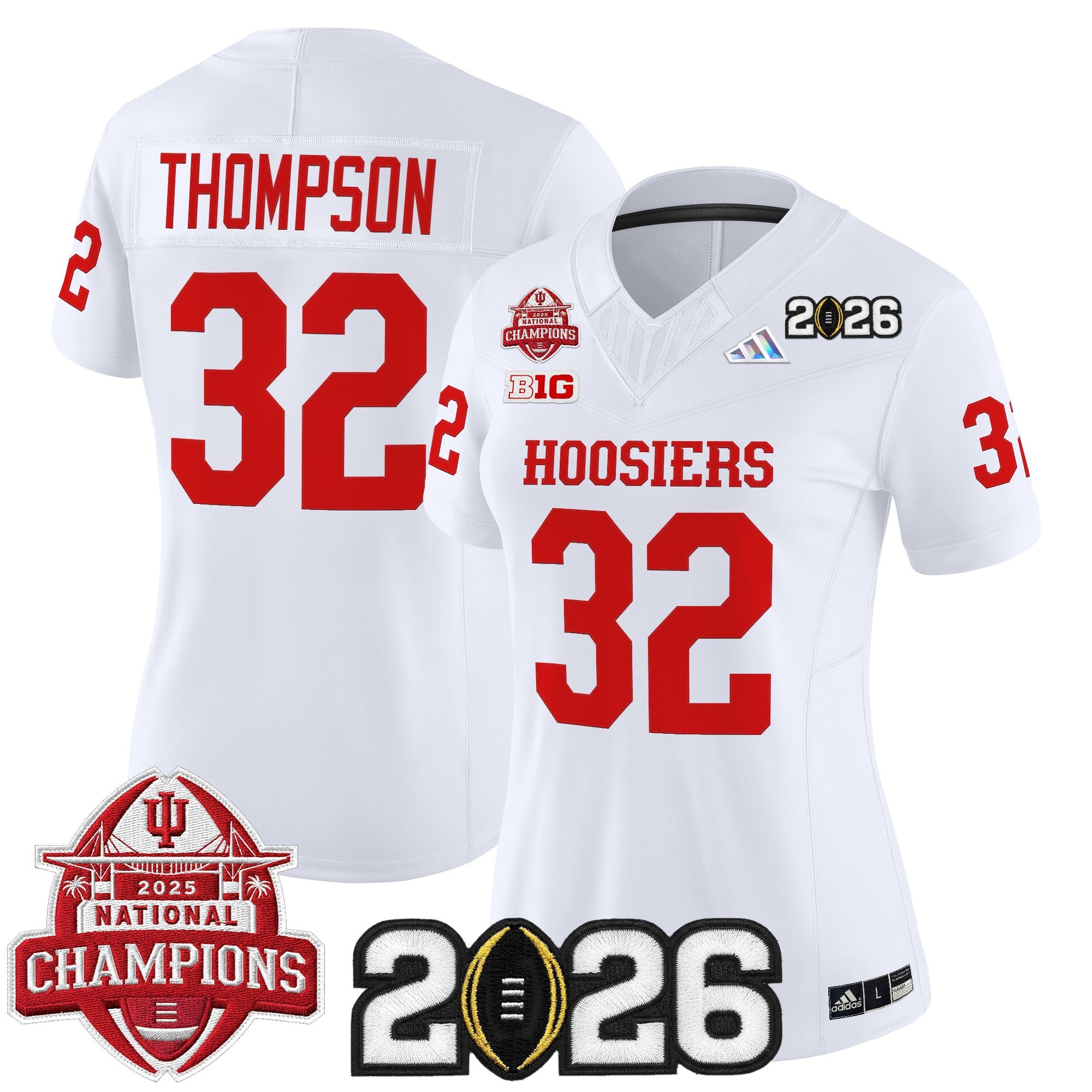 Women's Indiana Hoosiers 2025 National Champions & 2026 CFP Final Patch Vapor Limited Jersey V2 - All Stitched