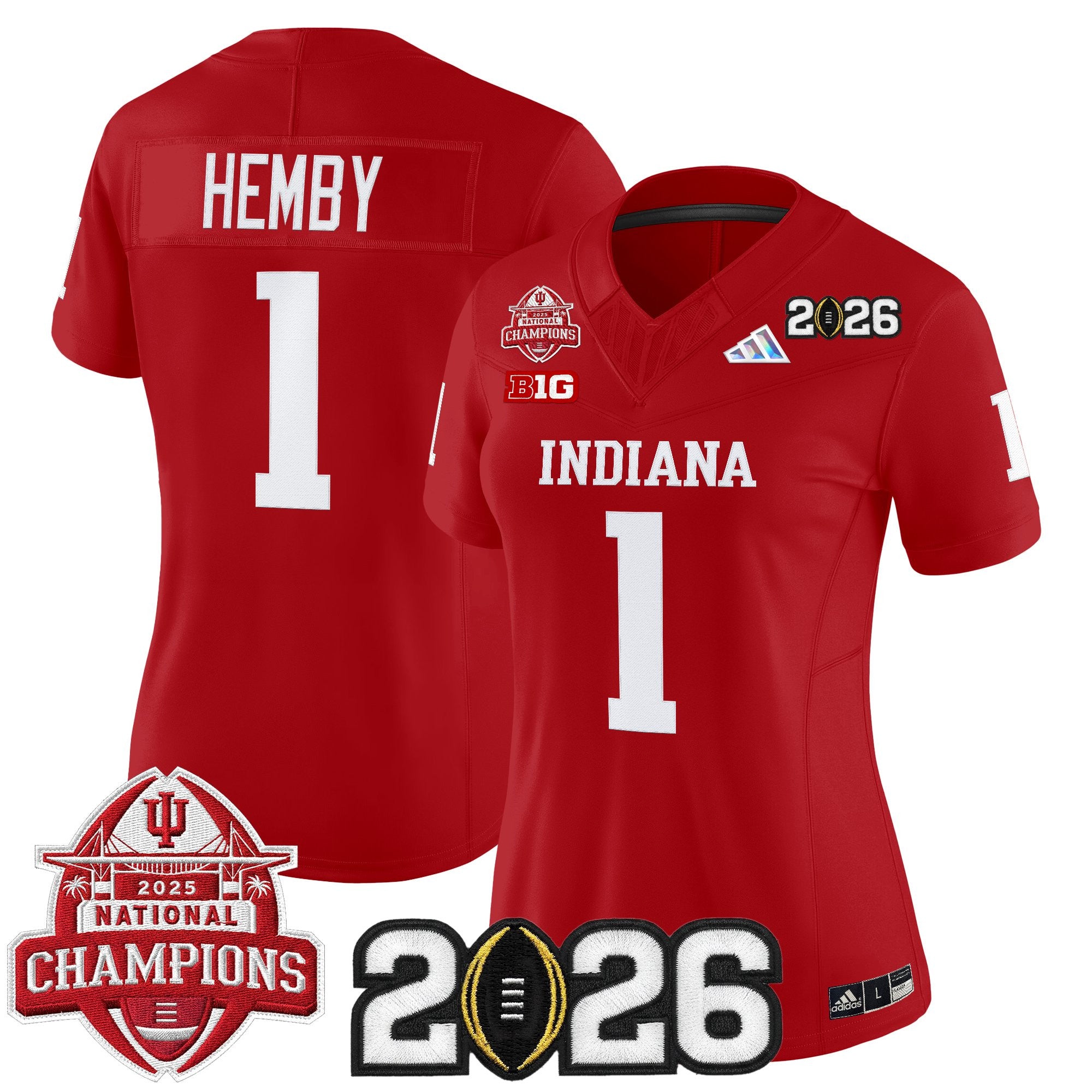 Women's Indiana Hoosiers 2025 National Champions & 2026 CFP Final Patch Vapor Limited Jersey V2 - All Stitched