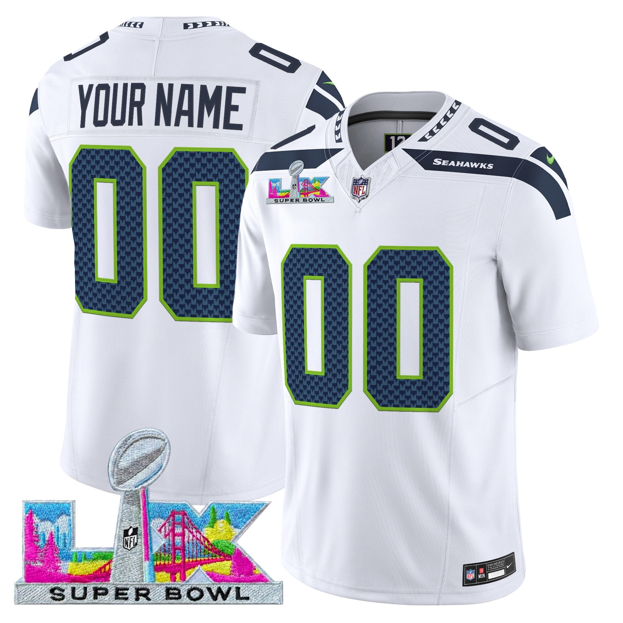 Seattle Seahawks Super Bowl LX Vapor Limited Custom Jersey - All Stitched