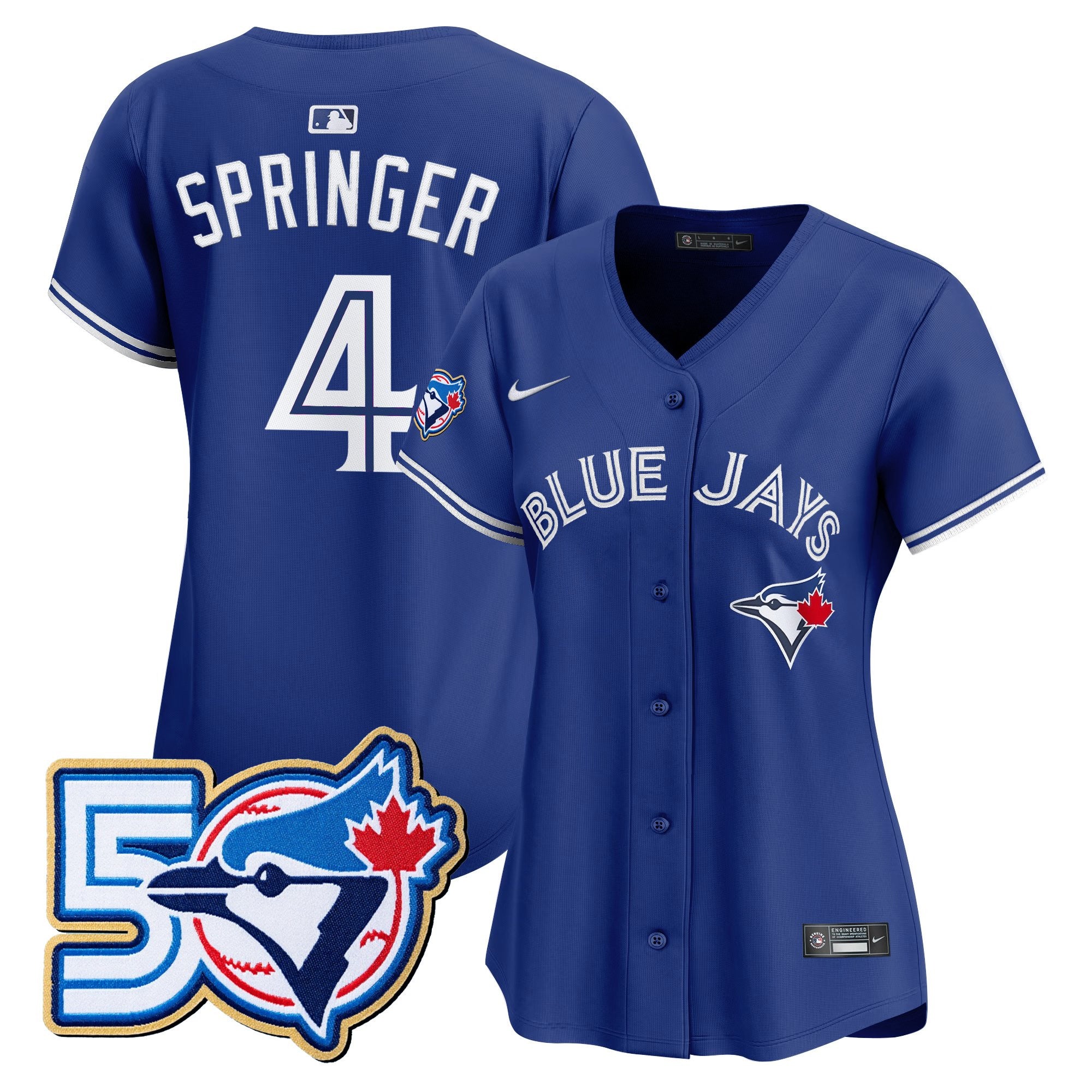 Women's Toronto Blue Jays 50 Seasons Patch Vapor Premier Limited Jersey - All Stitched