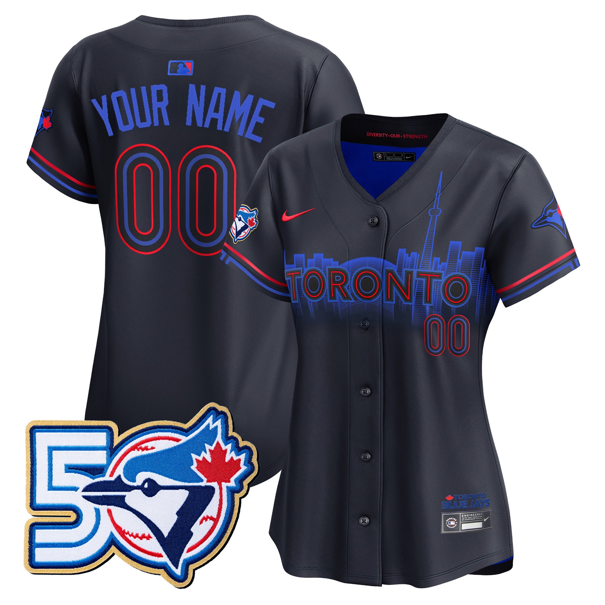 Toronto Blue Jays 50 Seasons Patch Vapor Premier Limited Custom Jersey - All Stitched
