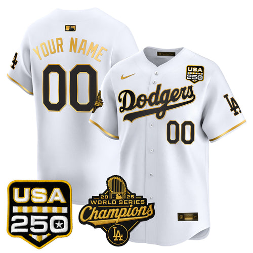 Dodgers 2025 World Series Champions & 250America Patch Vapor Premier Limited Custom Jersey - All Stitched