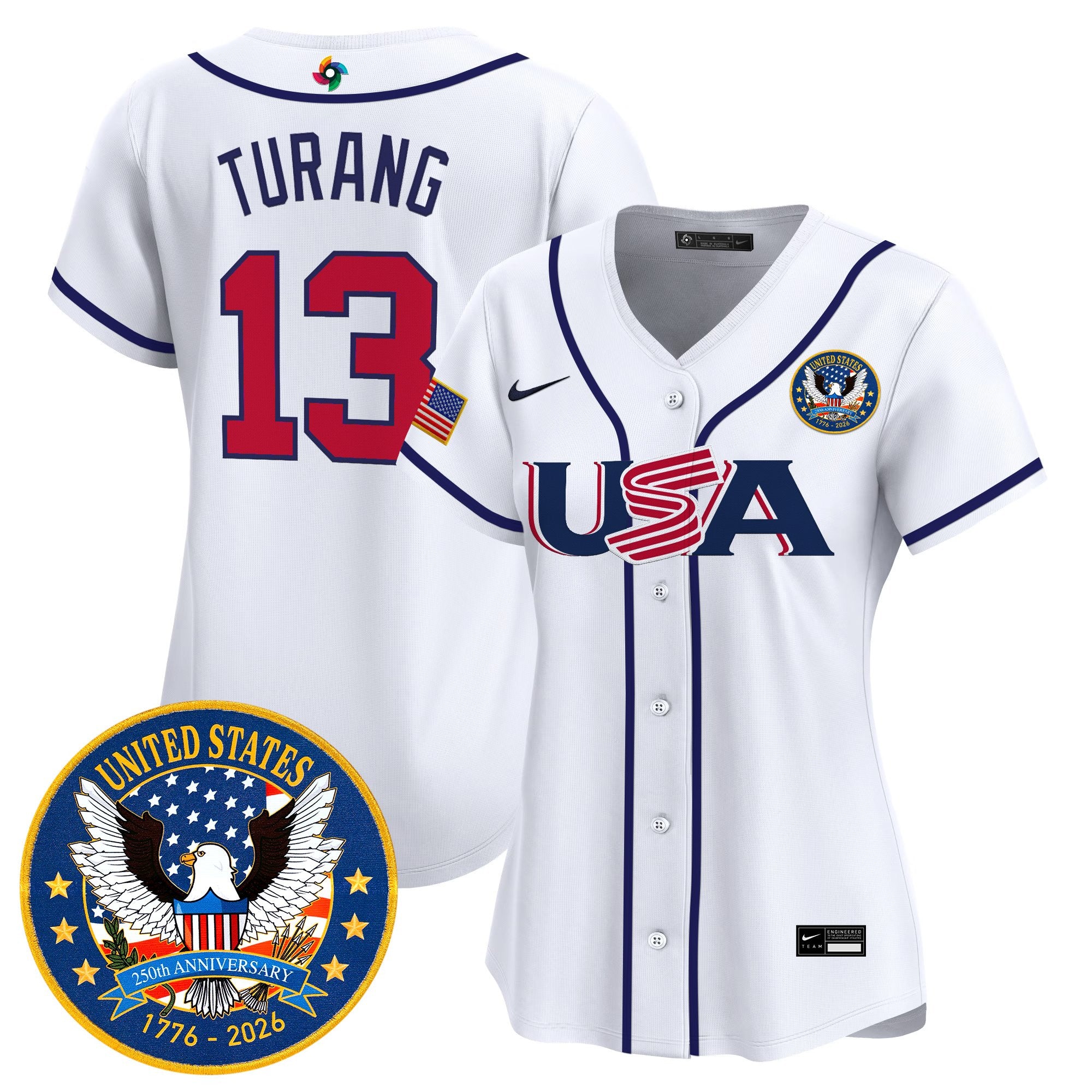 Women's Team USA World Baseball Classic United States 250th Anniversary Patch Vapor Premier Jersey - All Stitched
