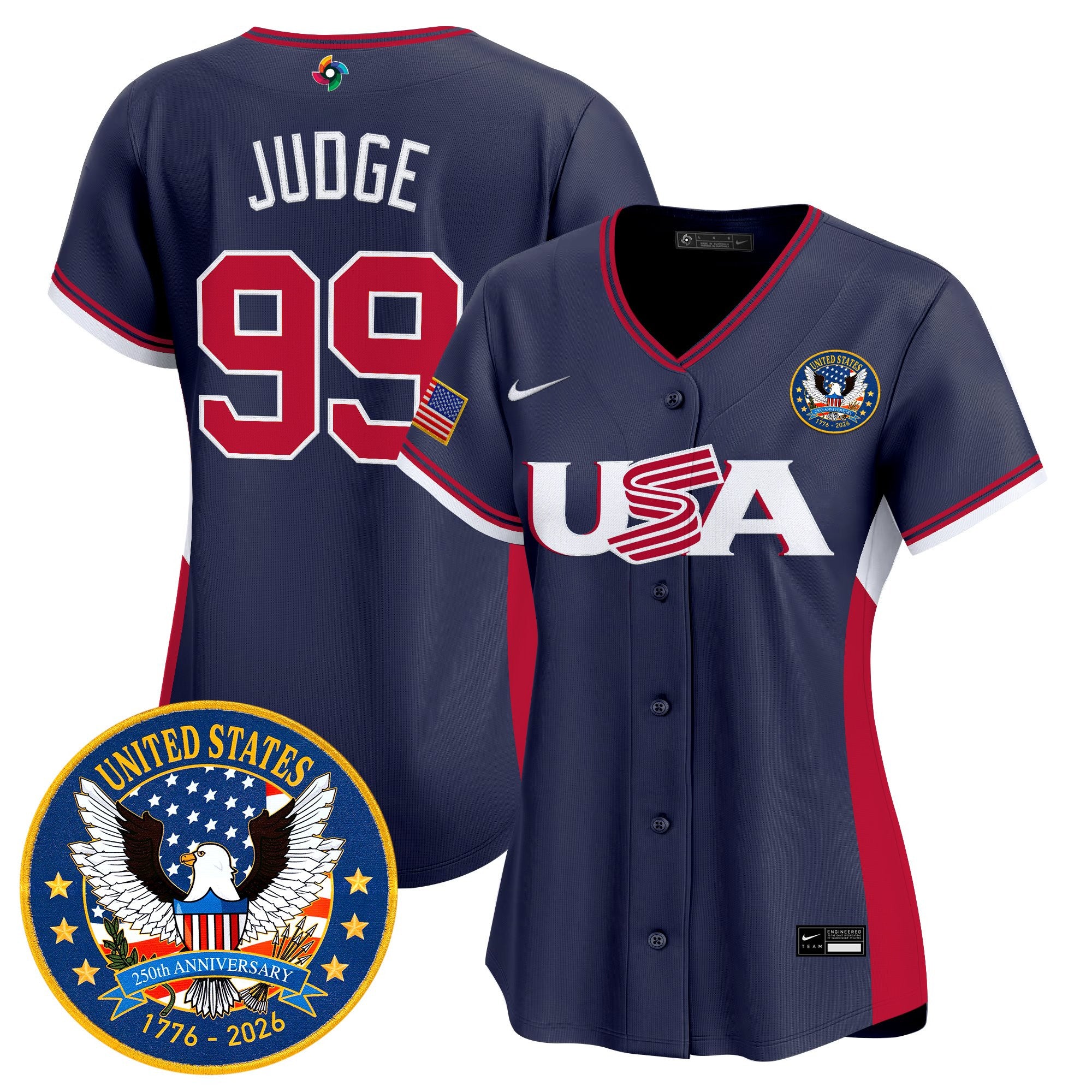 Women's Team USA World Baseball Classic United States 250th Anniversary Patch Vapor Premier Jersey - All Stitched