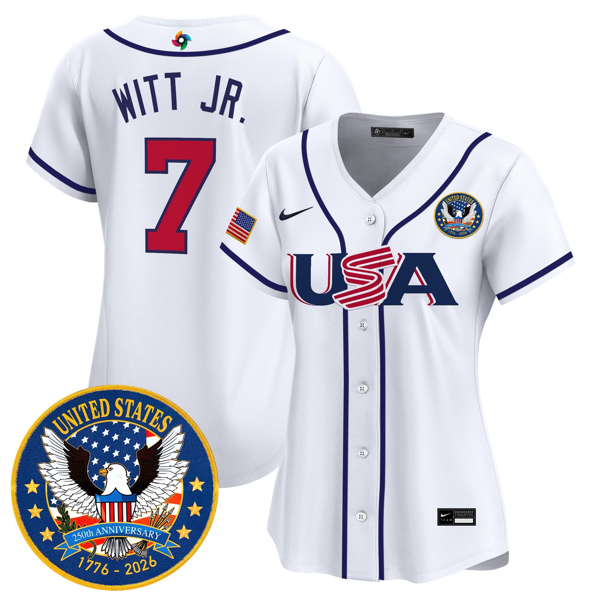 Women's Team USA World Baseball Classic United States 250th Anniversary Patch Vapor Premier Jersey - All Stitched