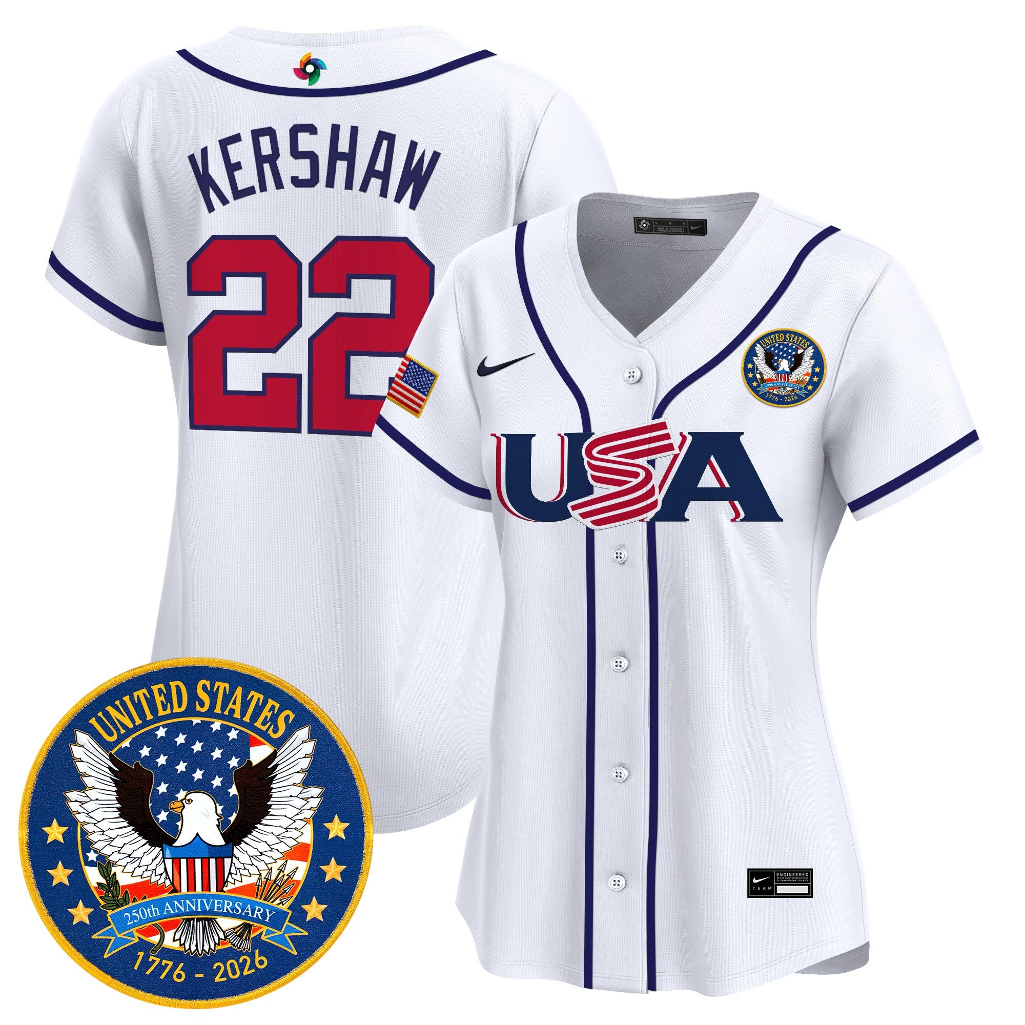 Women's Team USA World Baseball Classic United States 250th Anniversary Patch Vapor Premier Jersey - All Stitched