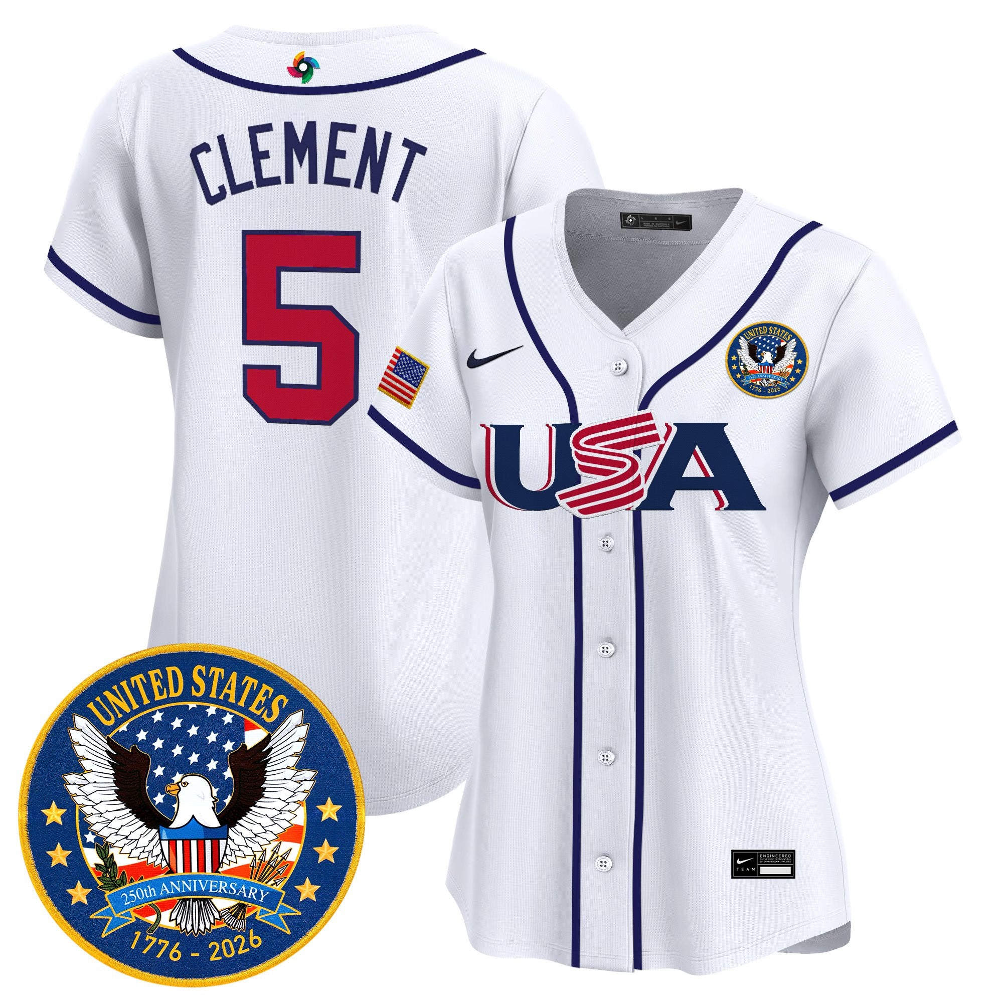 Women's Team USA World Baseball Classic United States 250th Anniversary Patch Vapor Premier Jersey - All Stitched