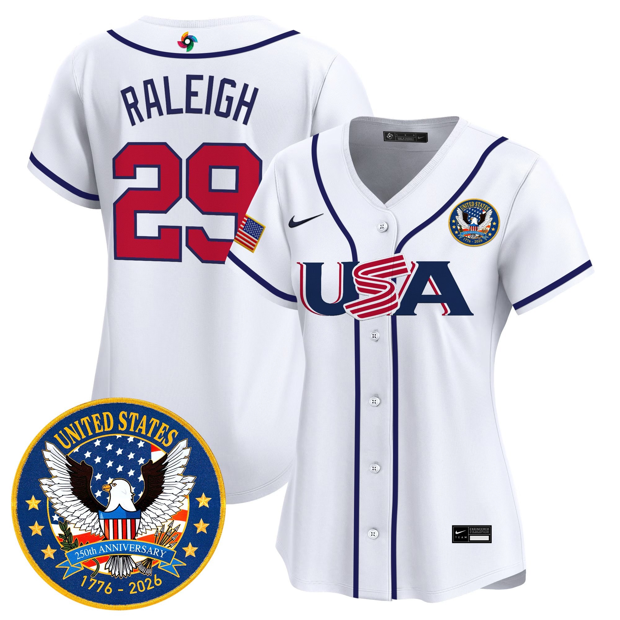 Women's Team USA World Baseball Classic United States 250th Anniversary Patch Vapor Premier Jersey - All Stitched