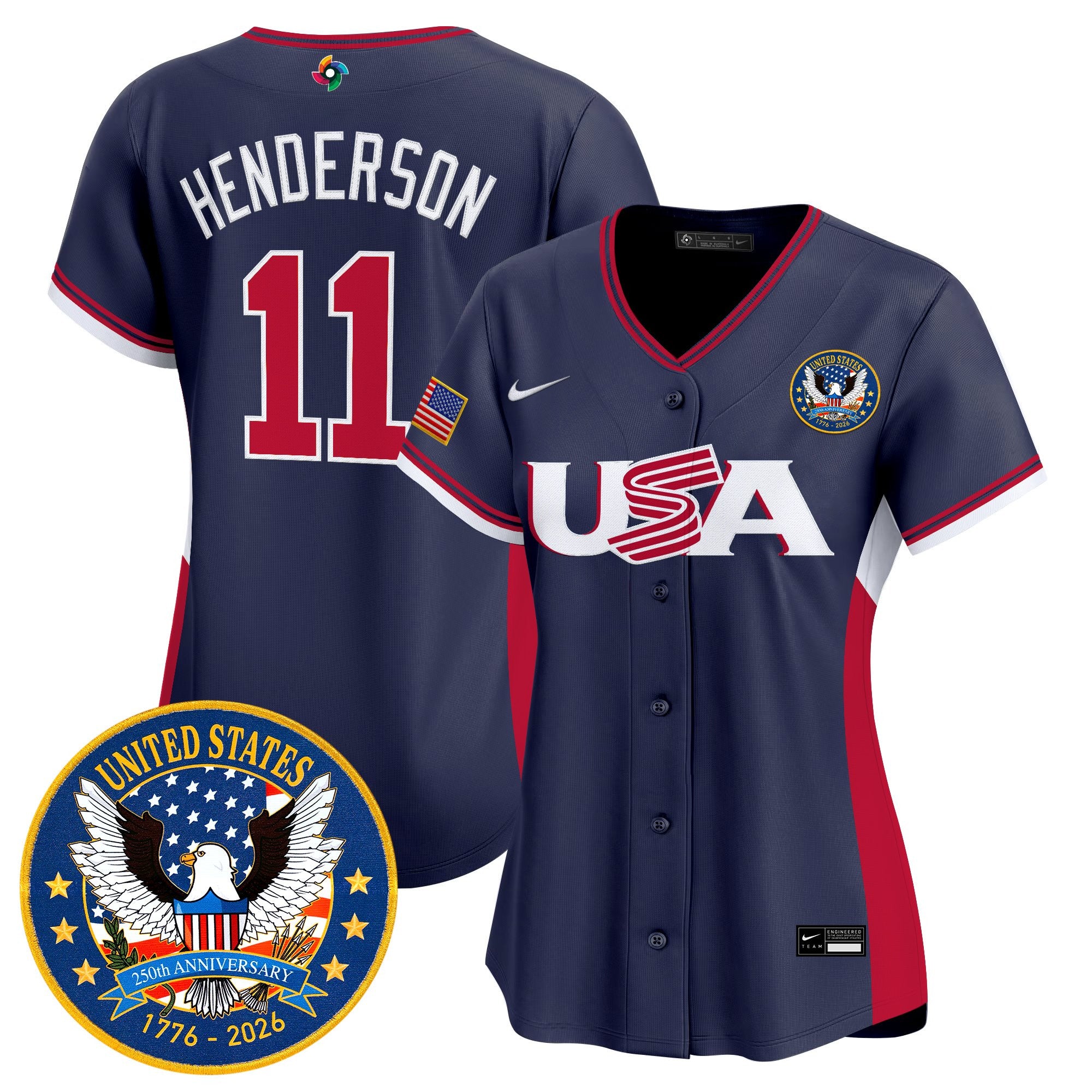Women's Team USA World Baseball Classic United States 250th Anniversary Patch Vapor Premier Jersey - All Stitched