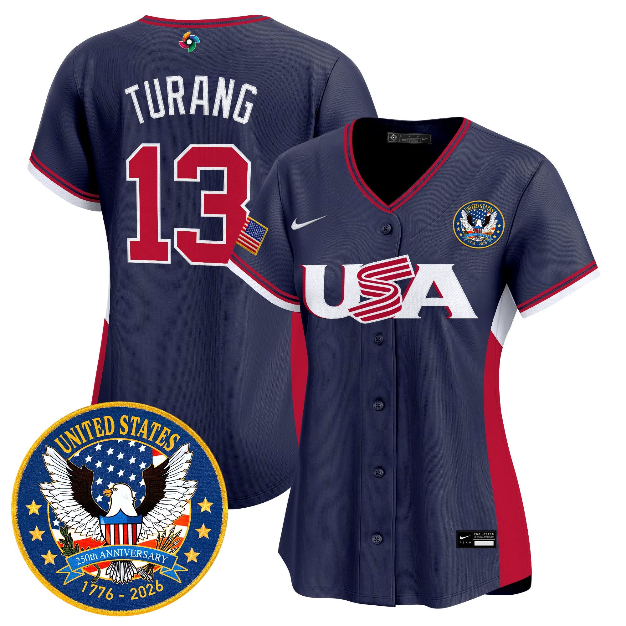 Women's Team USA World Baseball Classic United States 250th Anniversary Patch Vapor Premier Jersey - All Stitched
