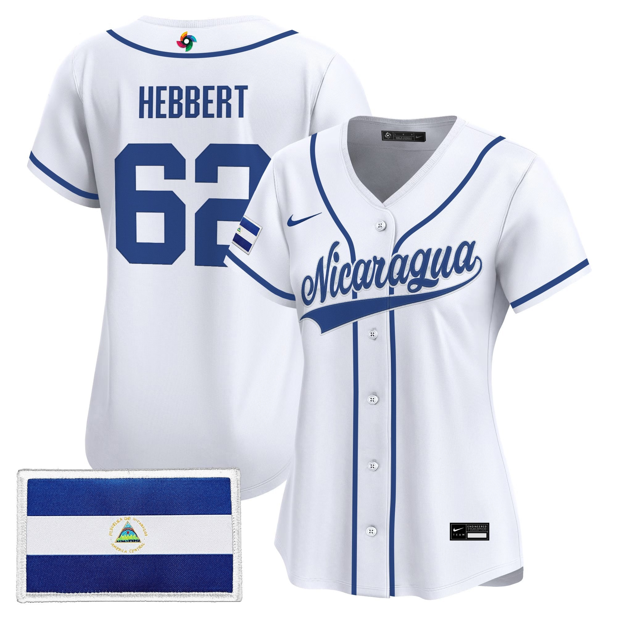Women's Team Nicaragua 2026 World Baseball Classic Vapor Premier Jersey - All Stitched