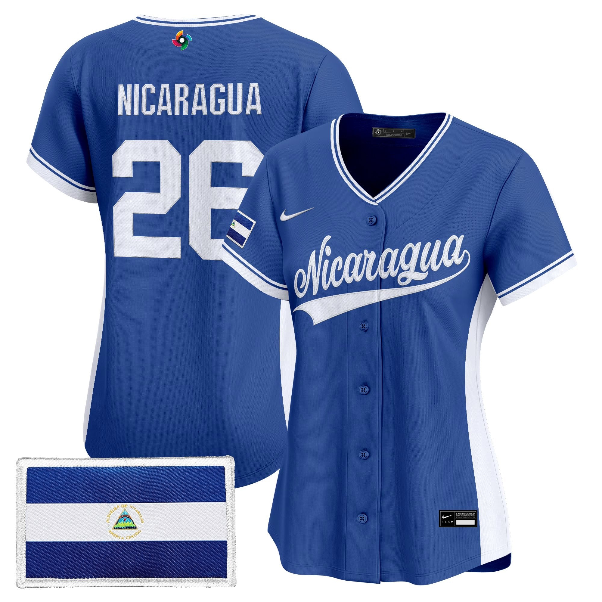 Women's Team Nicaragua 2026 World Baseball Classic Vapor Premier Jersey - All Stitched
