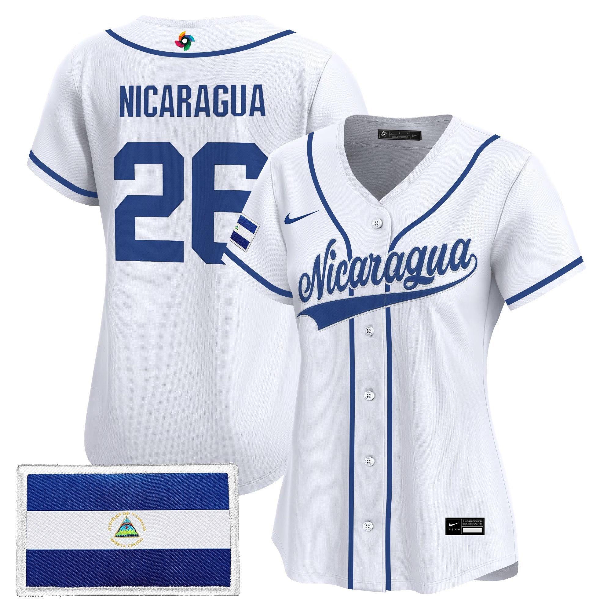 Women's Team Nicaragua 2026 World Baseball Classic Vapor Premier Jersey - All Stitched