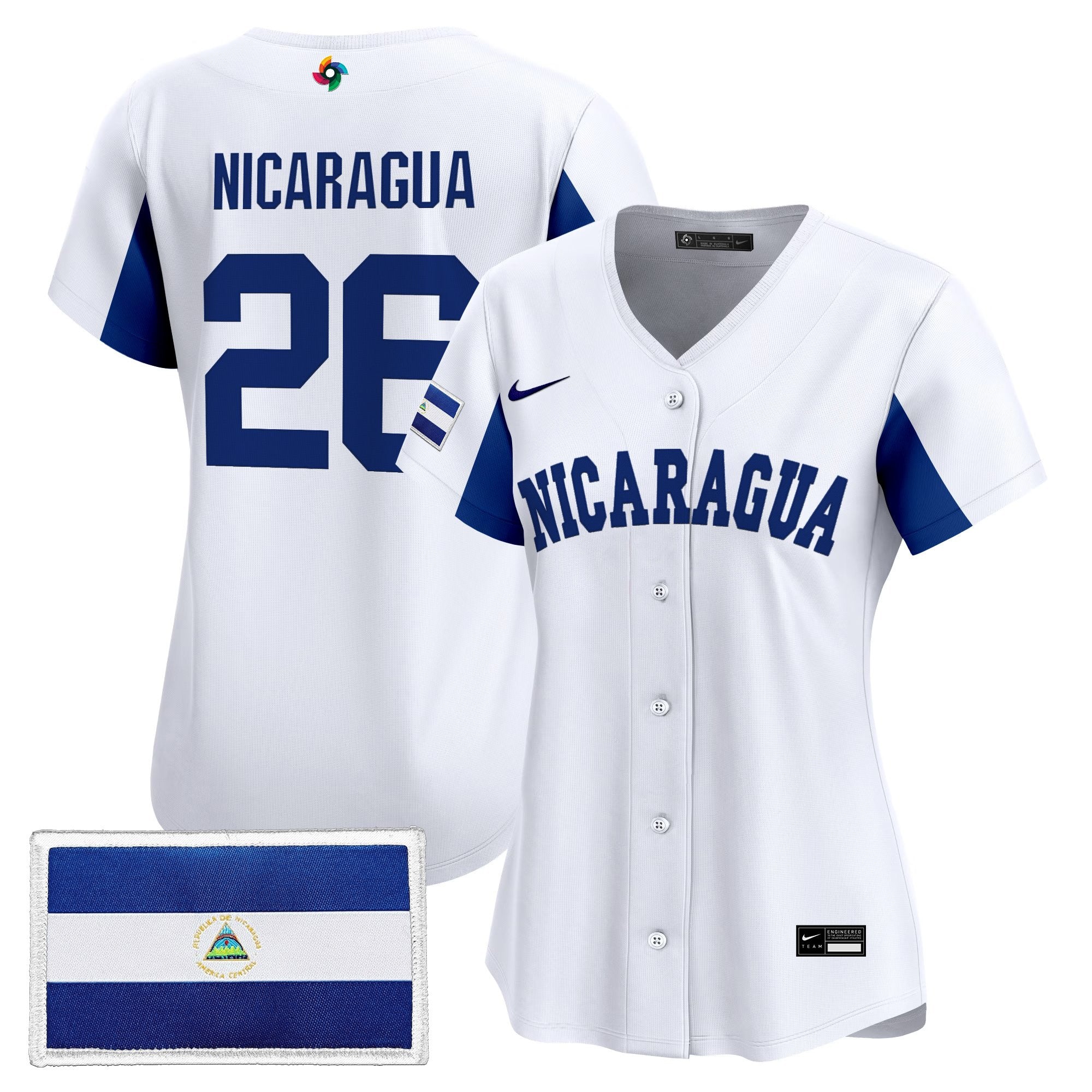 Women's Team Nicaragua 2026 World Baseball Classic Vapor Premier Jersey - All Stitched