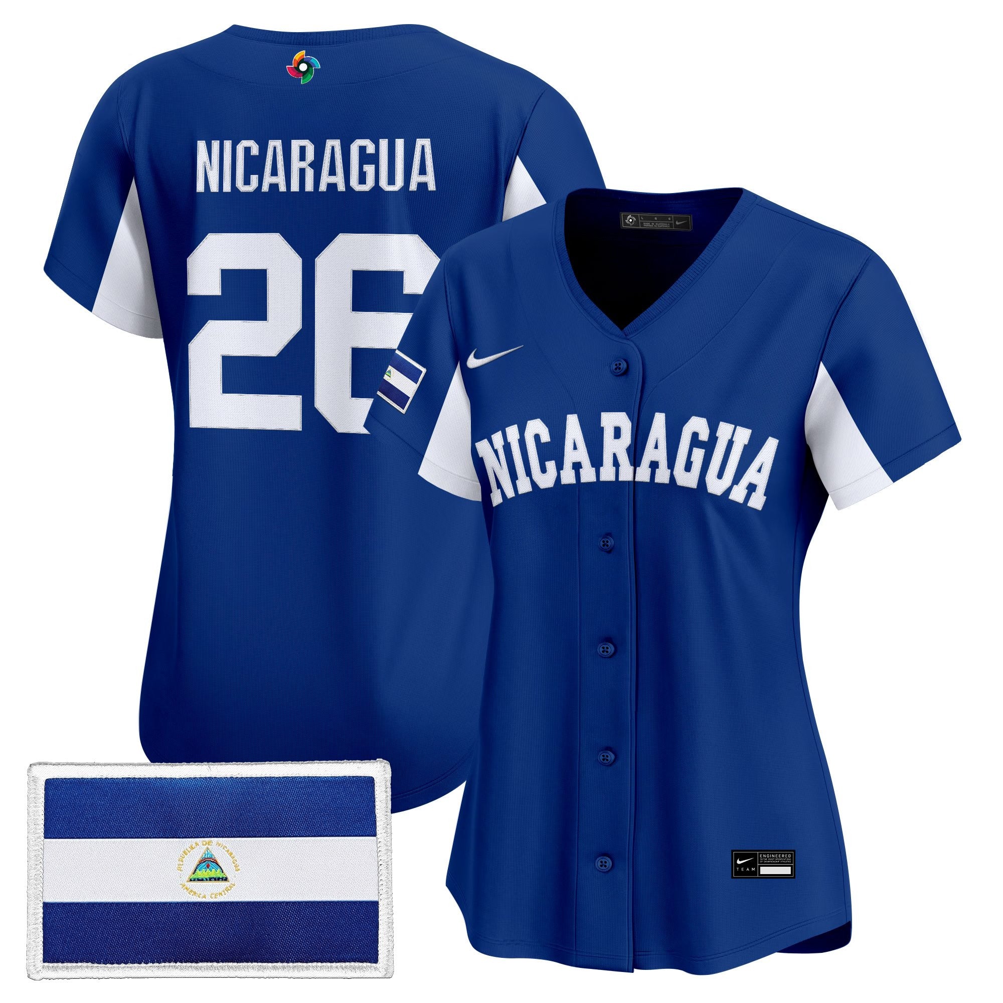 Women's Team Nicaragua 2026 World Baseball Classic Vapor Premier Jersey - All Stitched