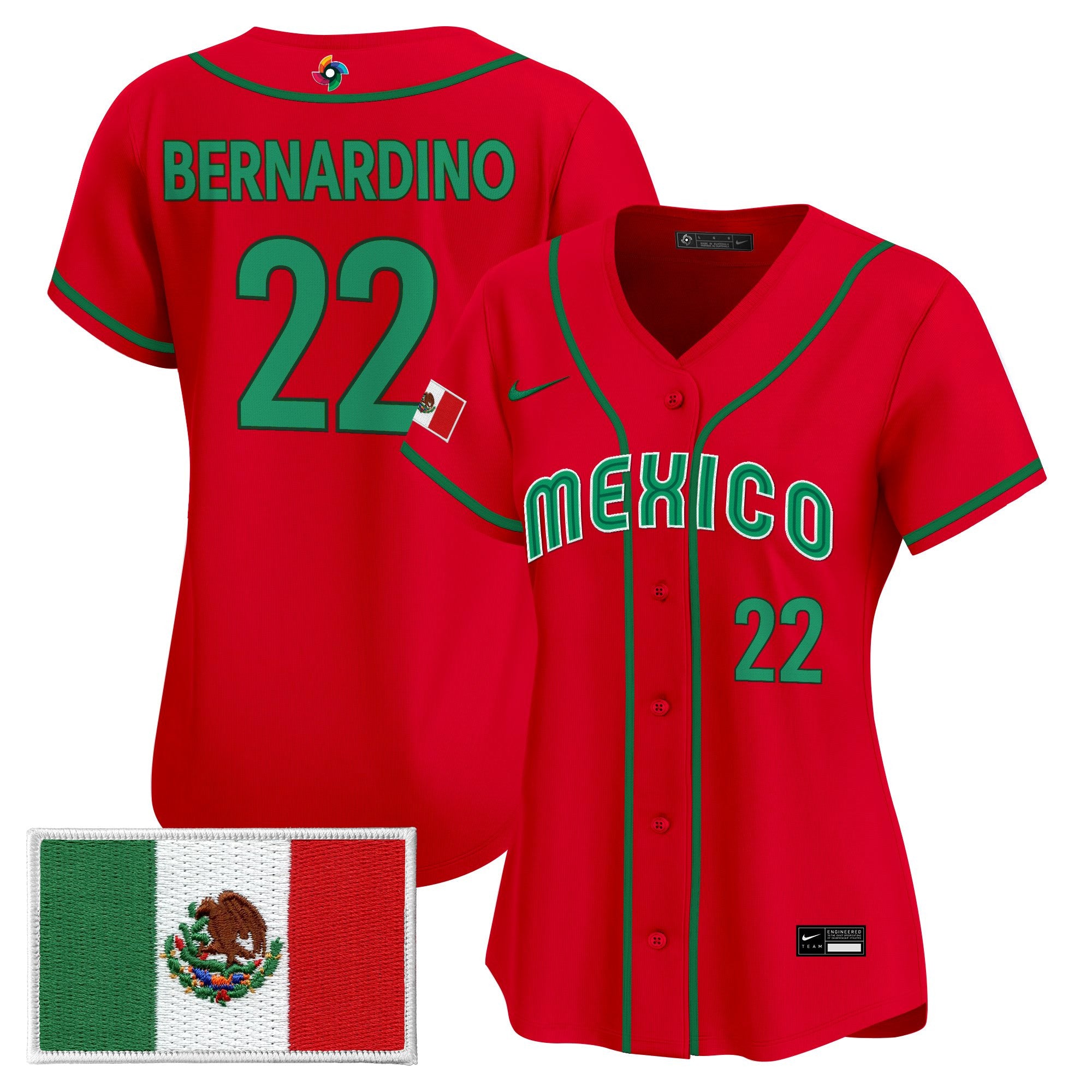 Women's Team Mexico World Baseball Classic Vapor Premier Jersey - All Stitched
