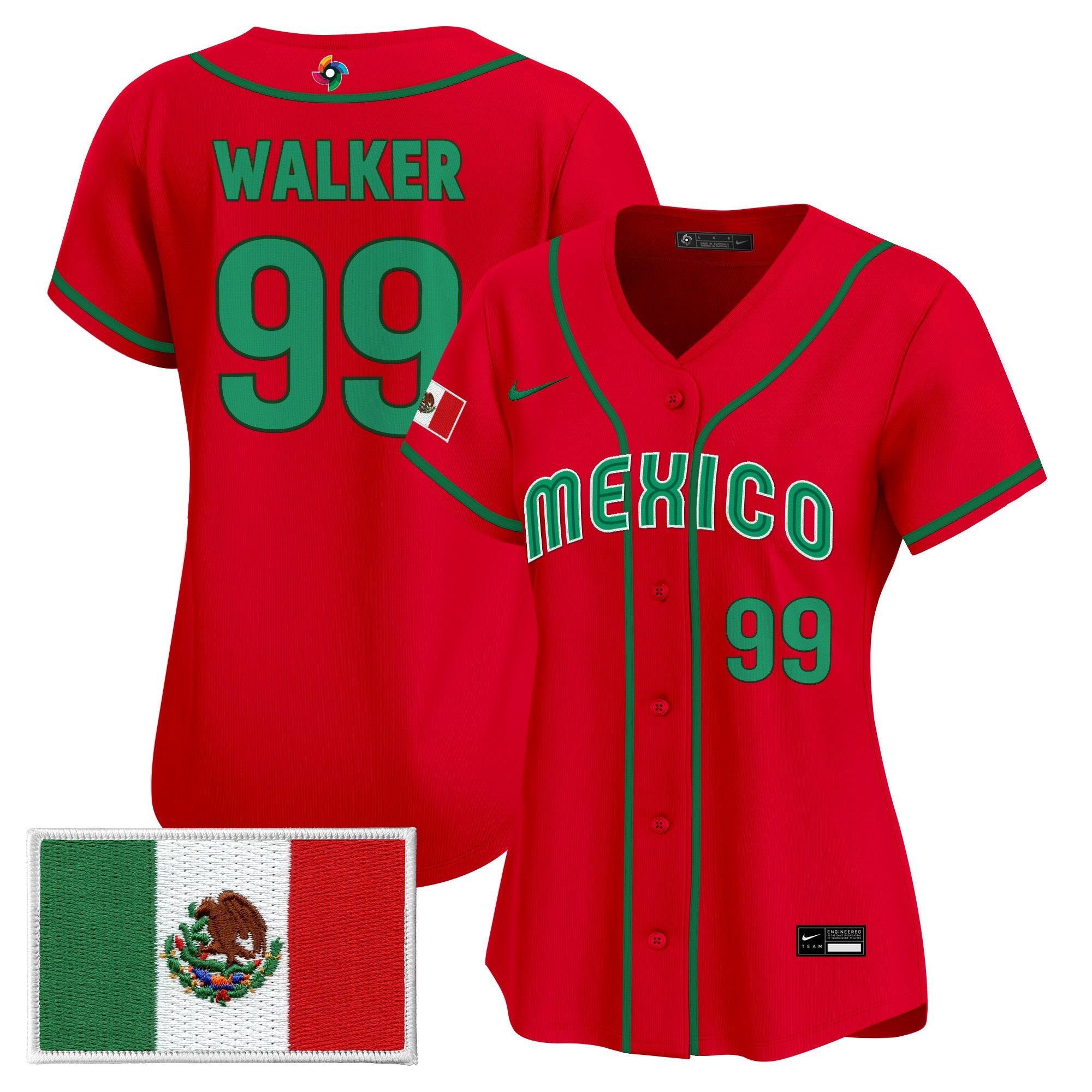 Women's Team Mexico World Baseball Classic Vapor Premier Jersey - All Stitched