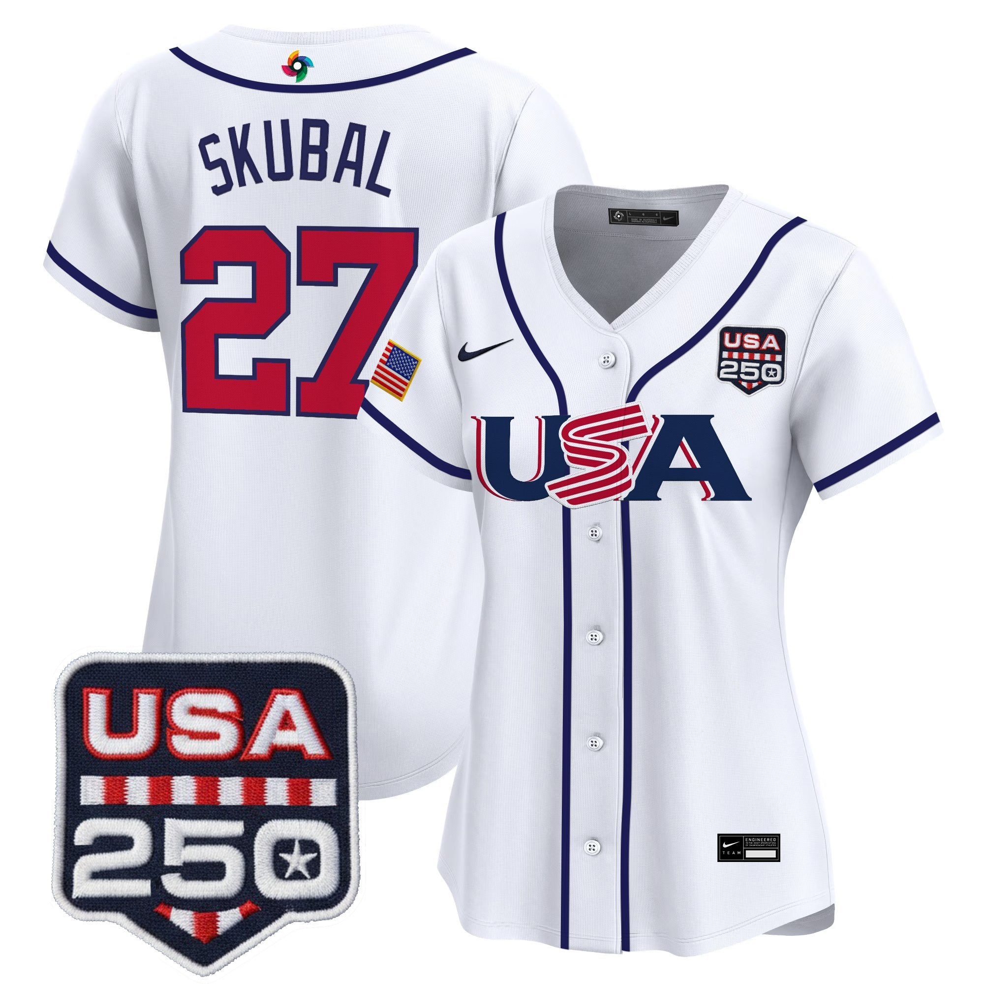 Women's Team USA World Baseball Classic 250America Patch Vapor Premier Jersey - All Stitched