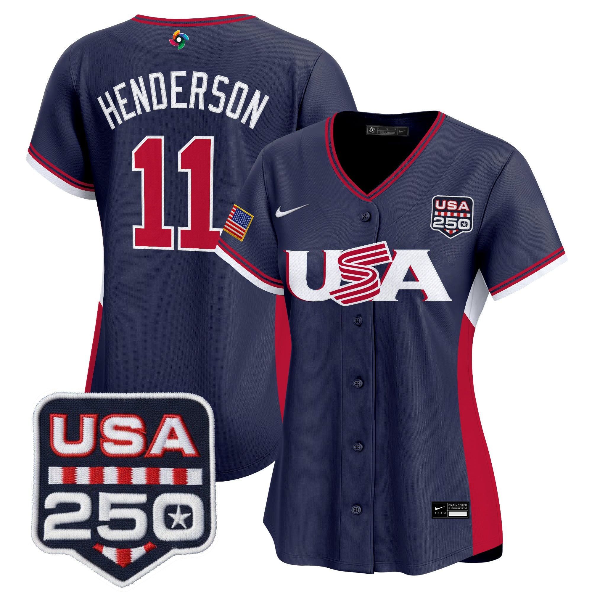 Women's Team USA World Baseball Classic 250America Patch Vapor Premier Jersey - All Stitched