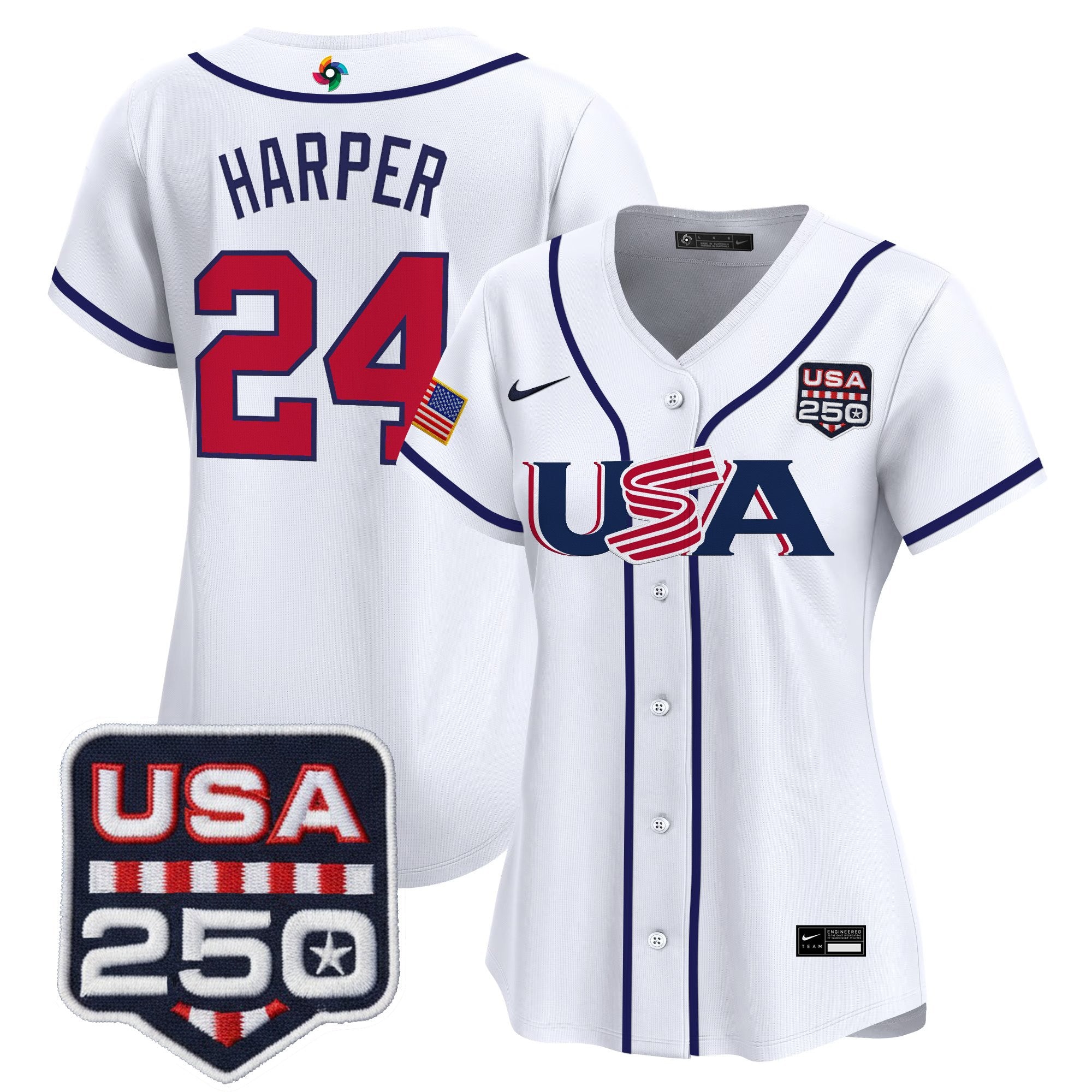 Women's Team USA World Baseball Classic 250America Patch Vapor Premier Jersey - All Stitched