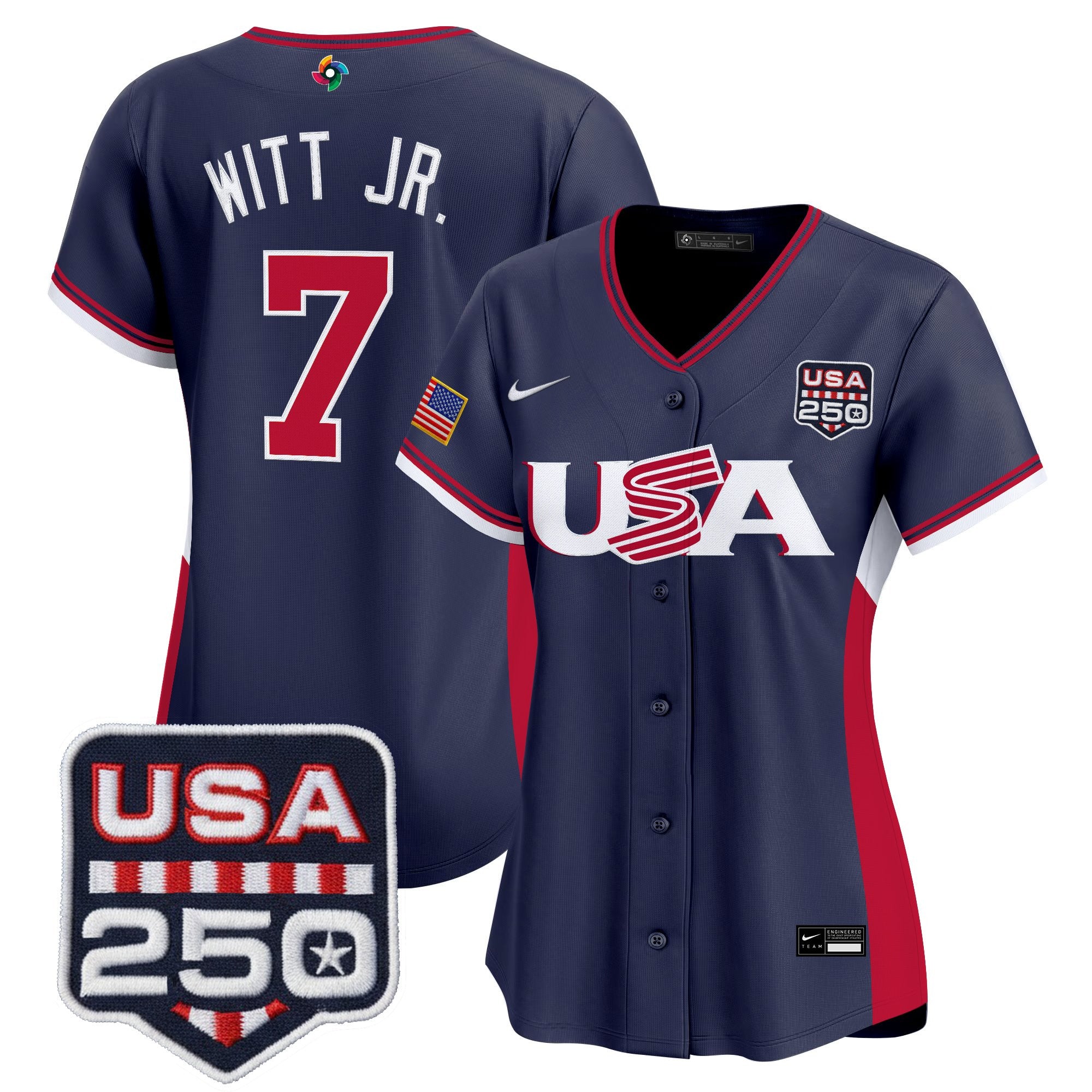 Women's Team USA World Baseball Classic 250America Patch Vapor Premier Jersey - All Stitched