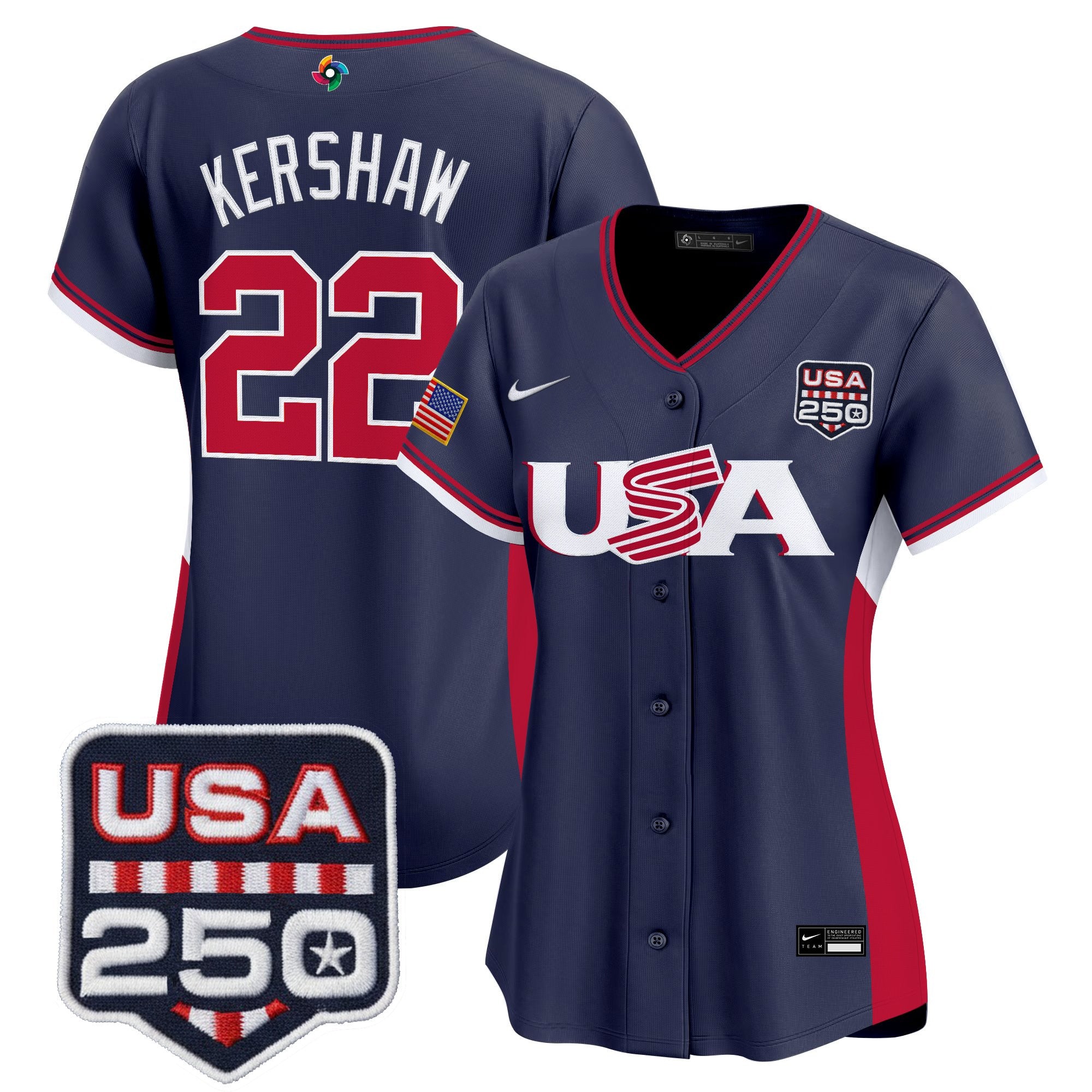 Women's Team USA World Baseball Classic 250America Patch Vapor Premier Jersey - All Stitched