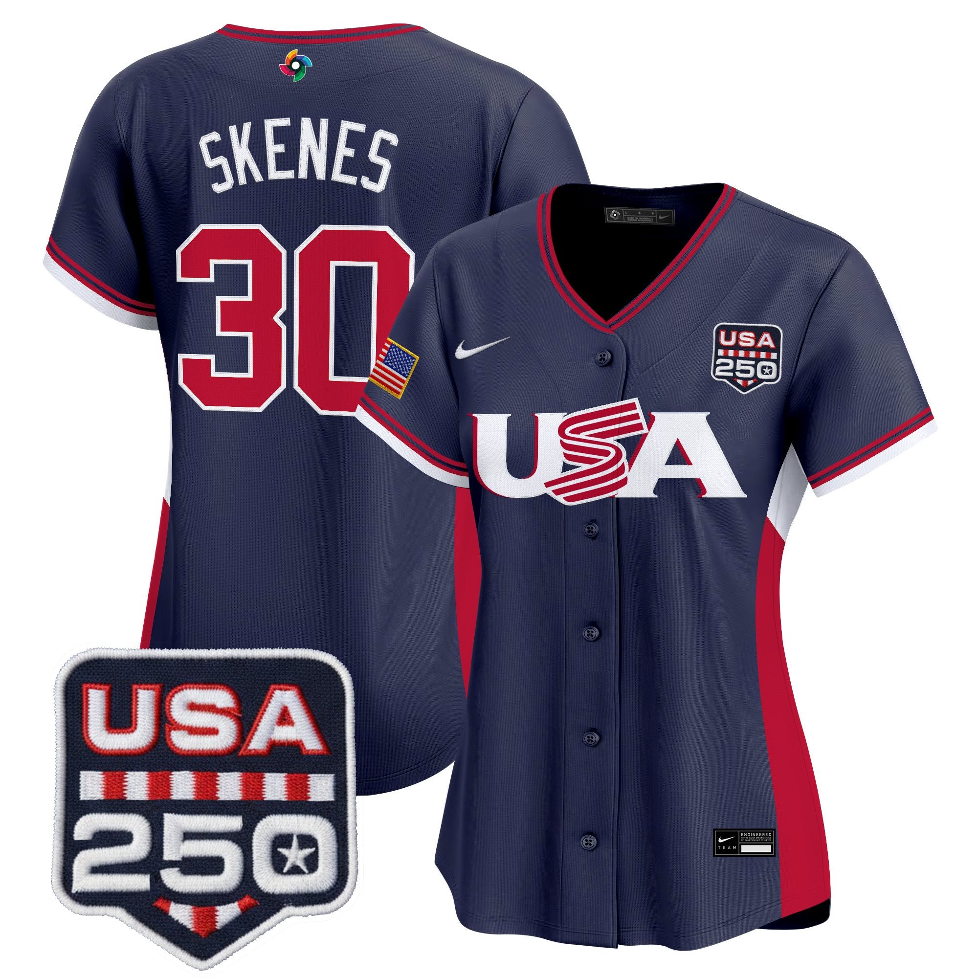 Women's Team USA World Baseball Classic 250America Patch Vapor Premier Jersey - All Stitched