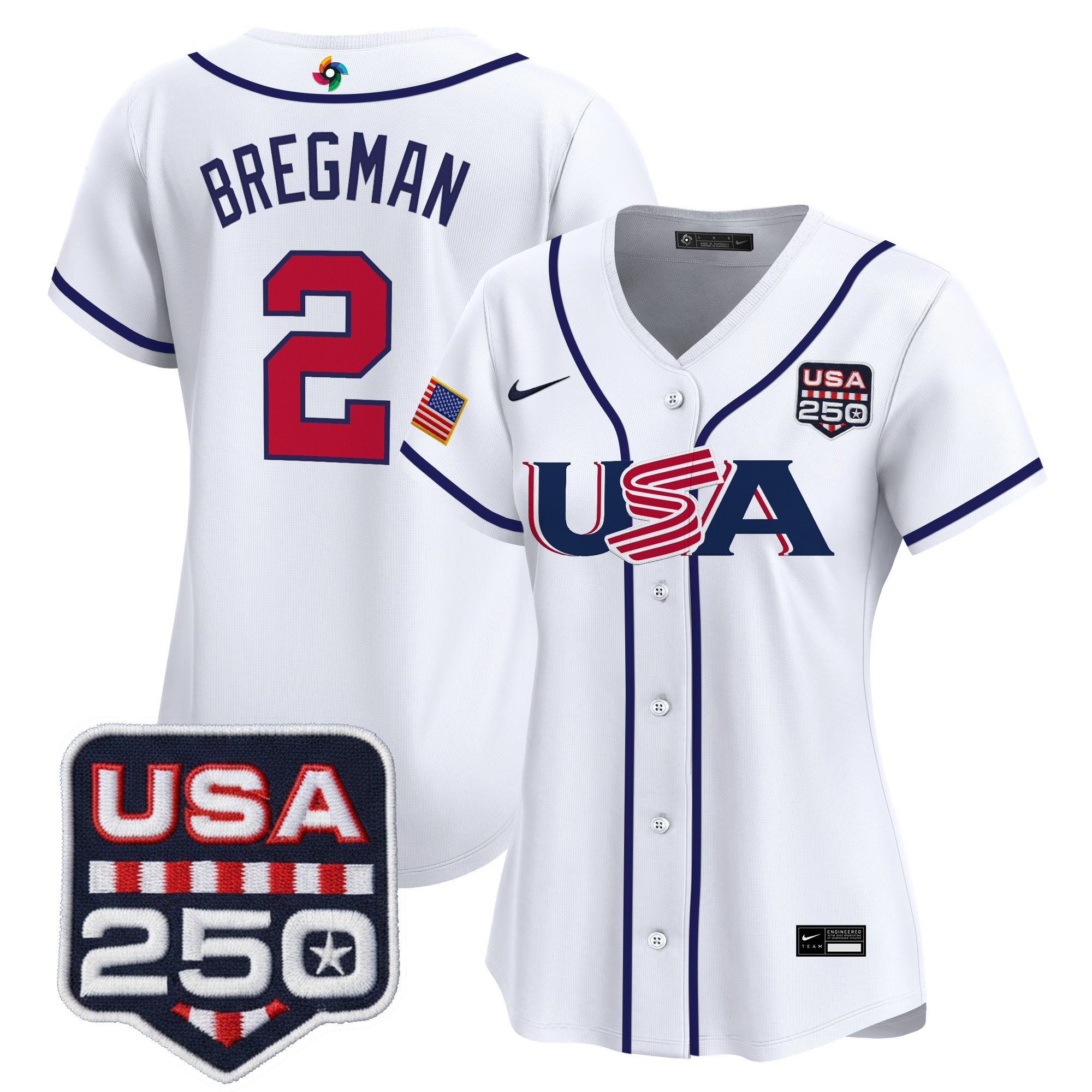 Women's Team USA World Baseball Classic 250America Patch Vapor Premier Jersey - All Stitched