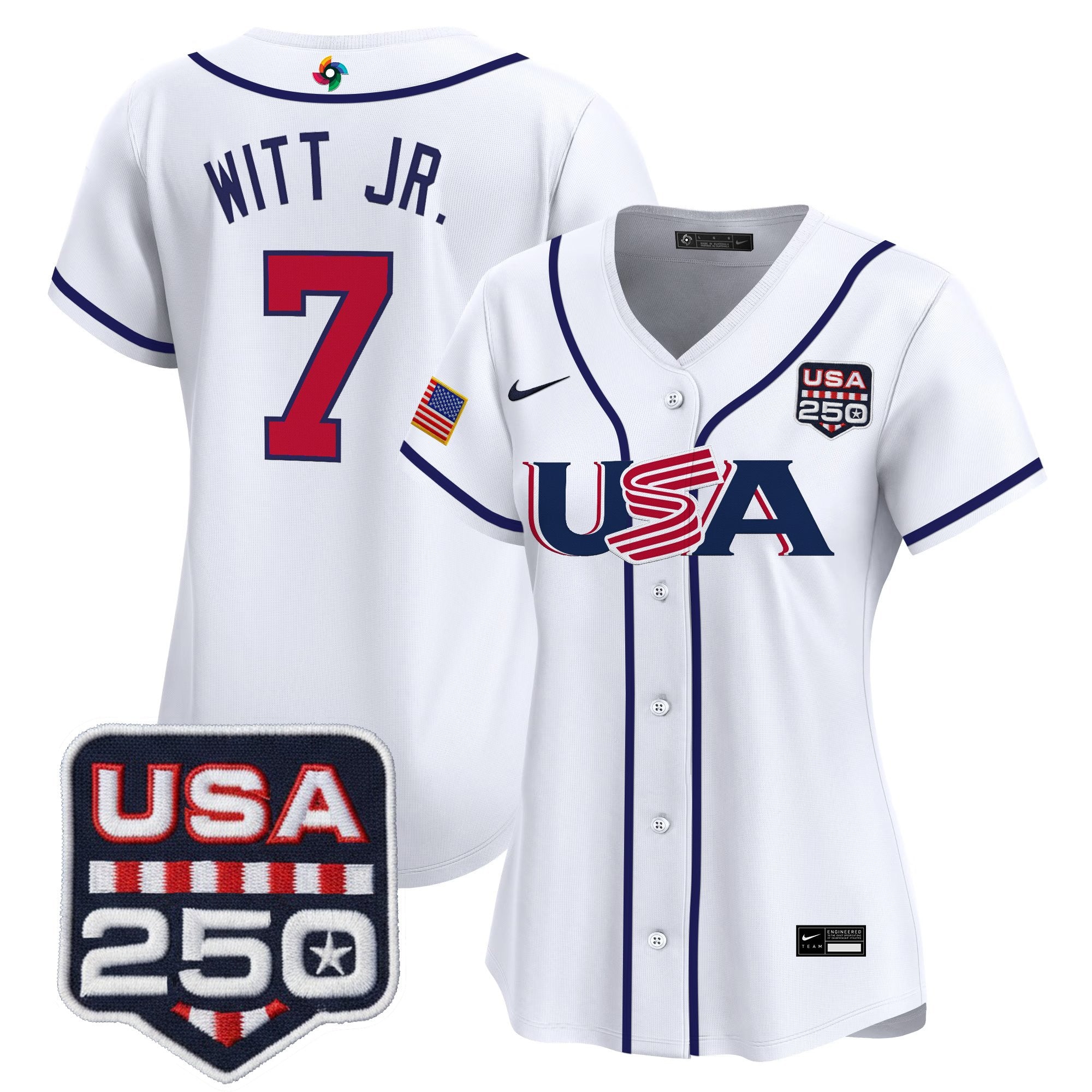 Women's Team USA World Baseball Classic 250America Patch Vapor Premier Jersey - All Stitched