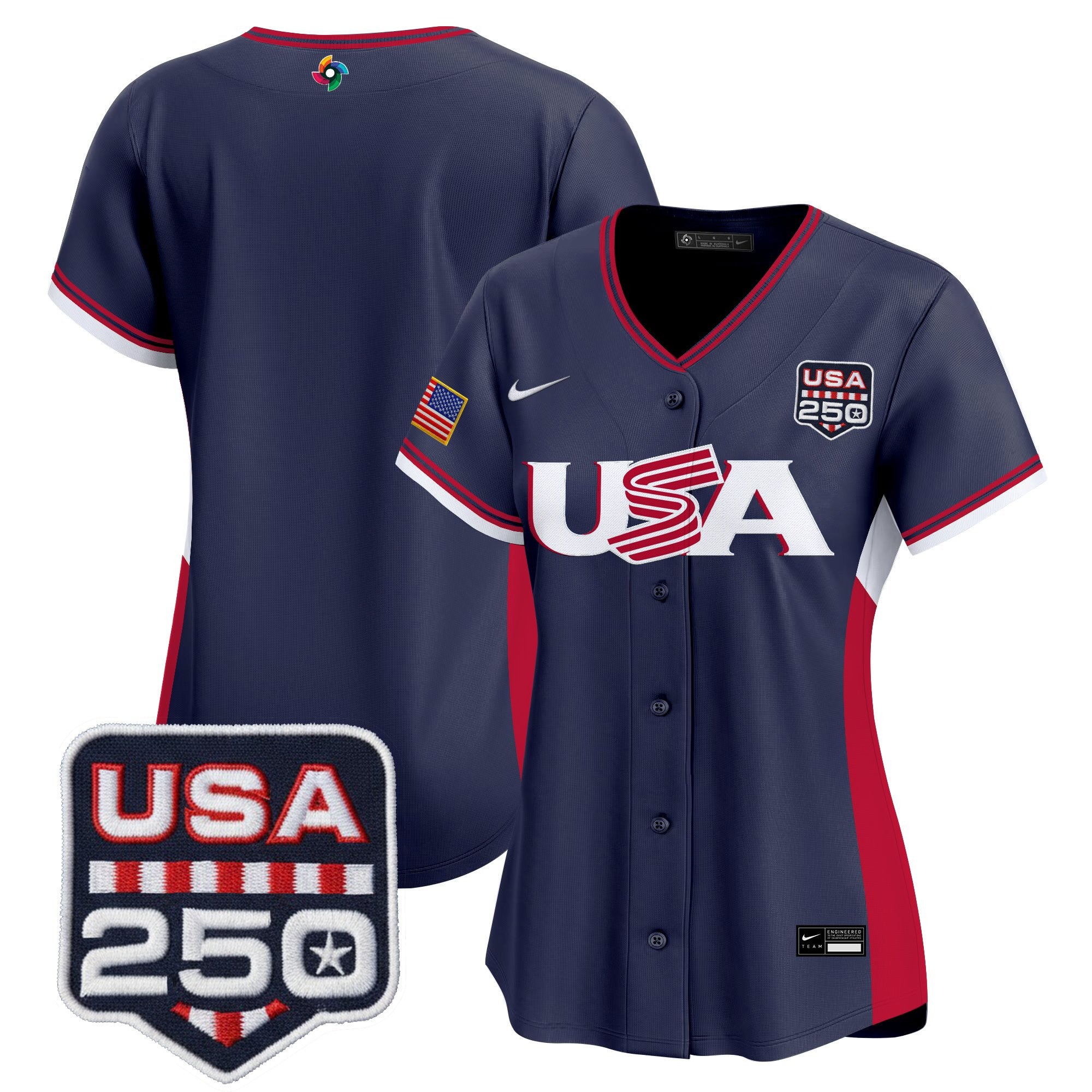 Women's Team USA World Baseball Classic 250America Patch Vapor Premier Jersey - All Stitched