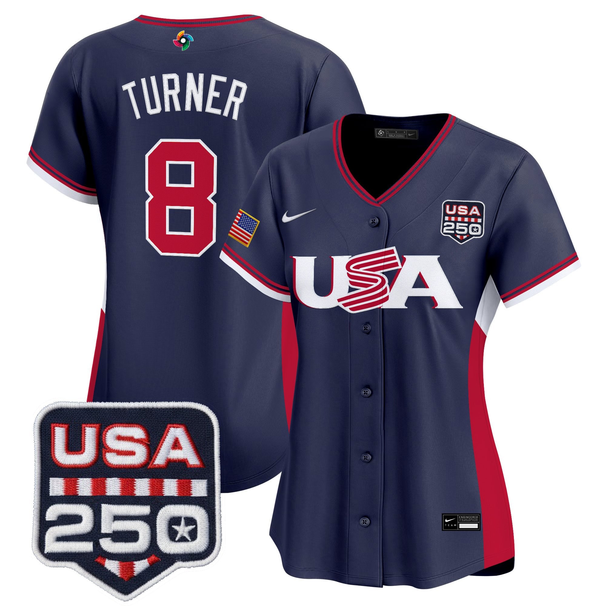 Women's Team USA World Baseball Classic 250America Patch Vapor Premier Jersey - All Stitched