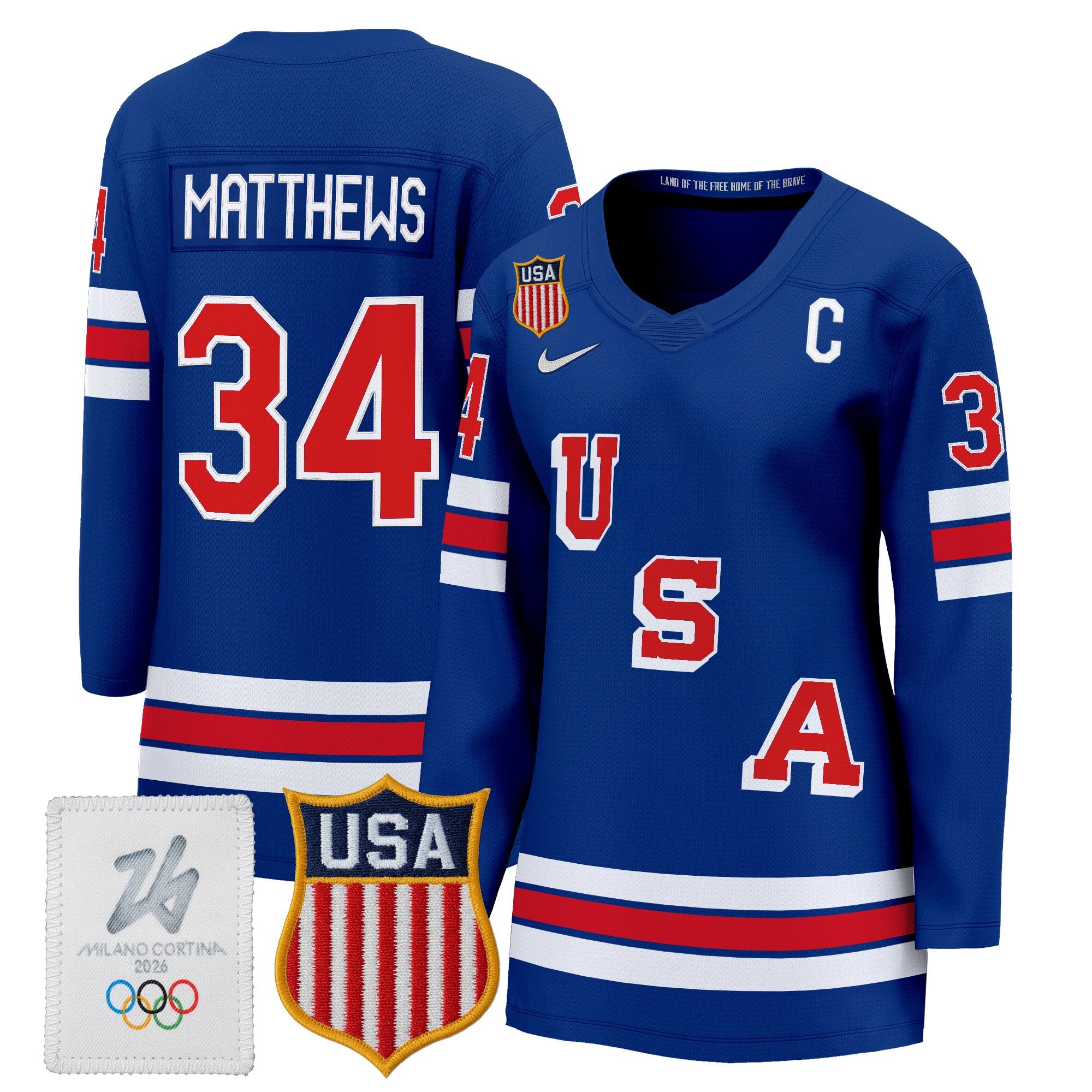 Women's 2026 USA Olympic Premium Hockey Jersey - All Stitched