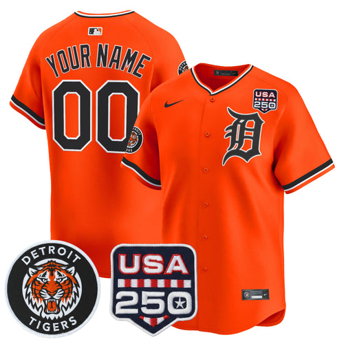 Detroit Tigers 2026 Alternate Vapor Premier Limited Custom Jersey - 250America Patch - All Stitched