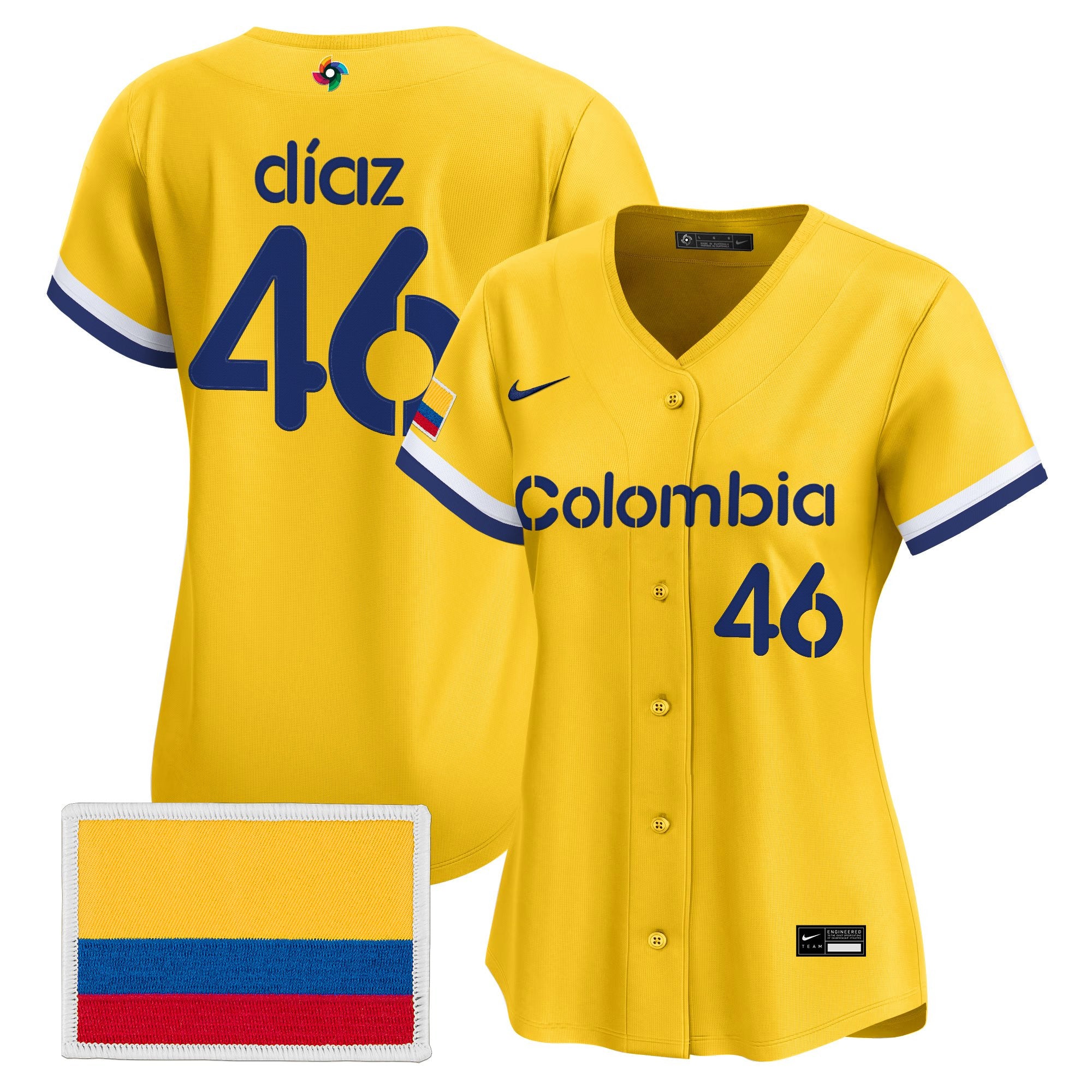 Women's Team Colombia 2026 World Baseball Classic Vapor Premier Jersey - All Stitched