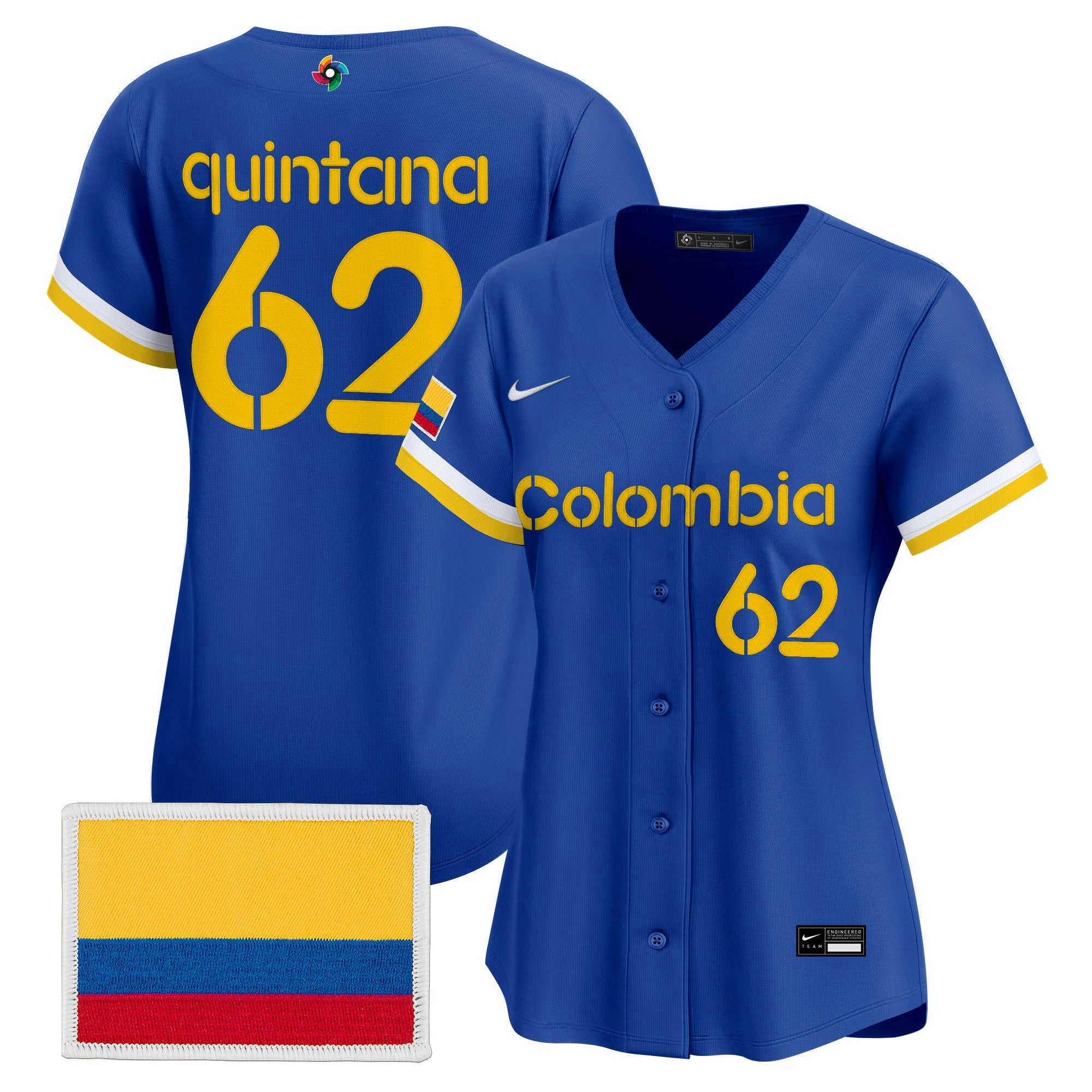 Women's Team Colombia 2026 World Baseball Classic Vapor Premier Jersey - All Stitched