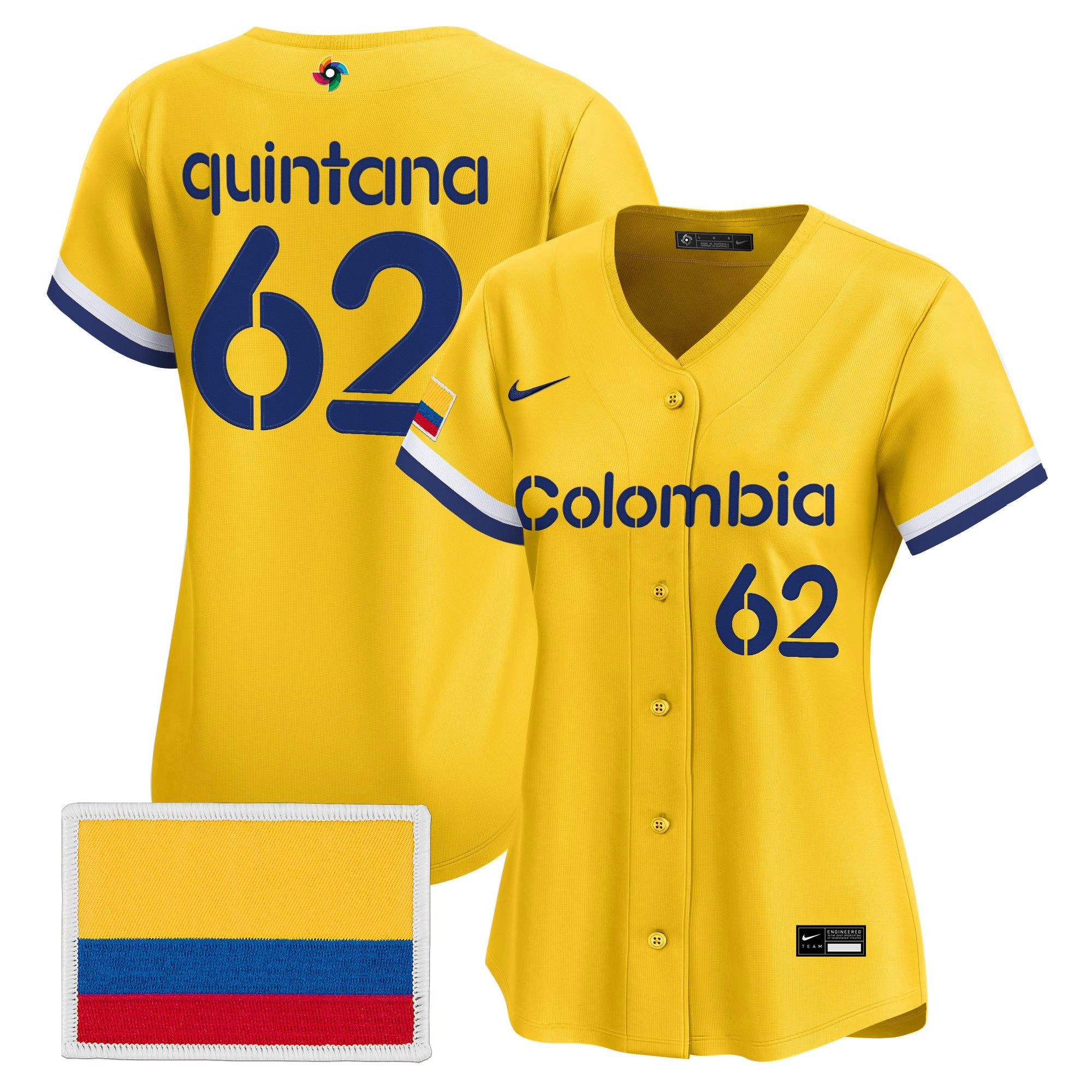 Women's Team Colombia 2026 World Baseball Classic Vapor Premier Jersey - All Stitched