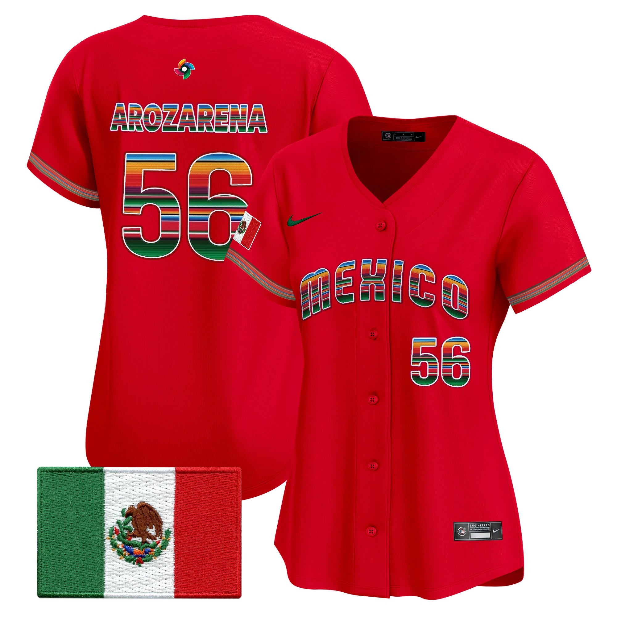 Women's Team Mexico World Baseball Classic "Serape Edition" Vapor Premier Jersey - 2026 Roster - All Stitched