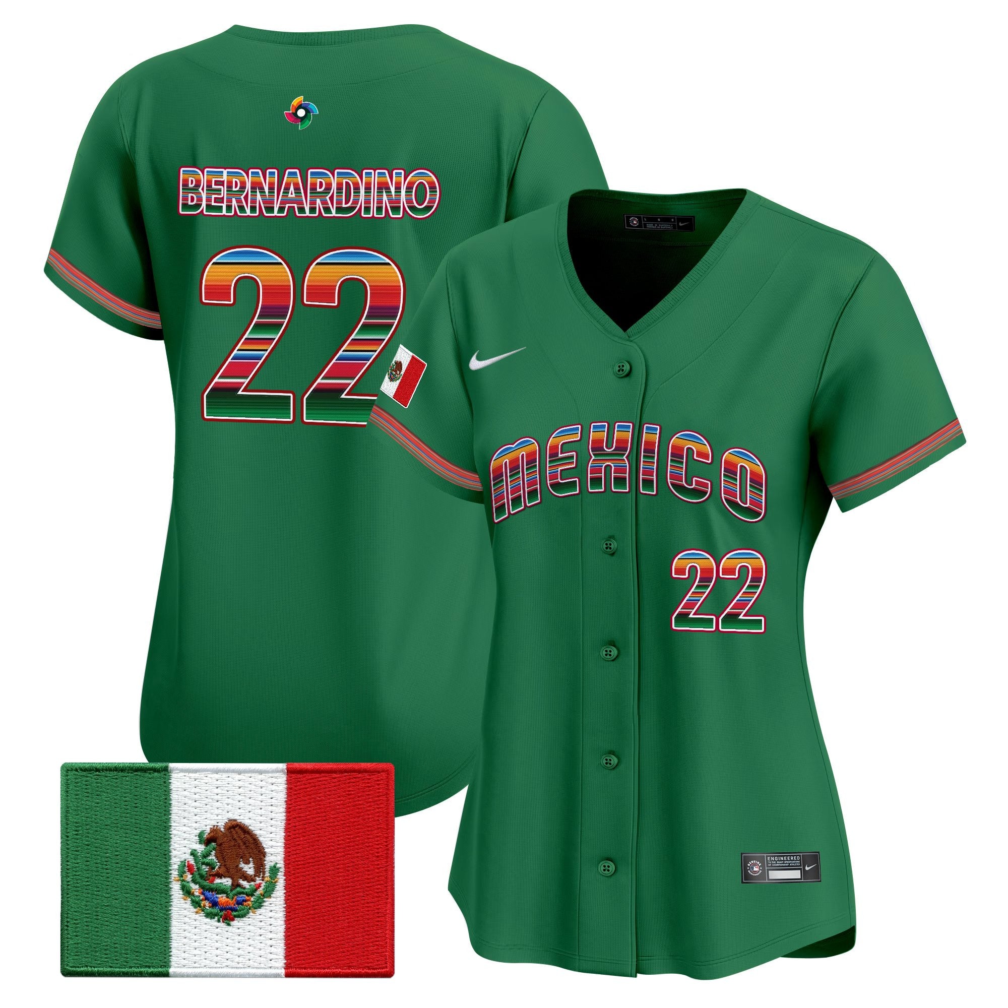 Women's Team Mexico World Baseball Classic "Serape Edition" Vapor Premier Jersey - 2026 Roster - All Stitched