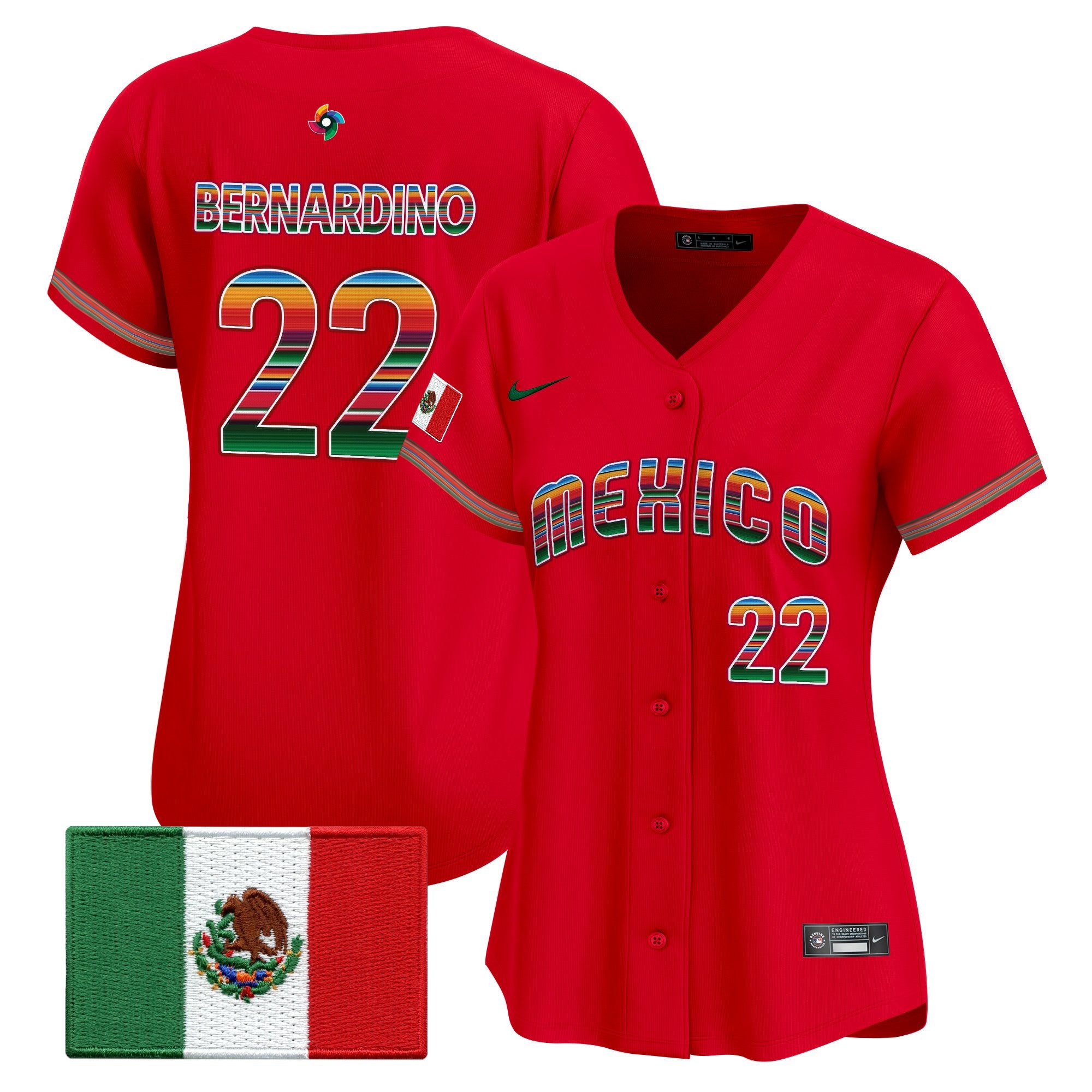 Women's Team Mexico World Baseball Classic "Serape Edition" Vapor Premier Jersey - 2026 Roster - All Stitched