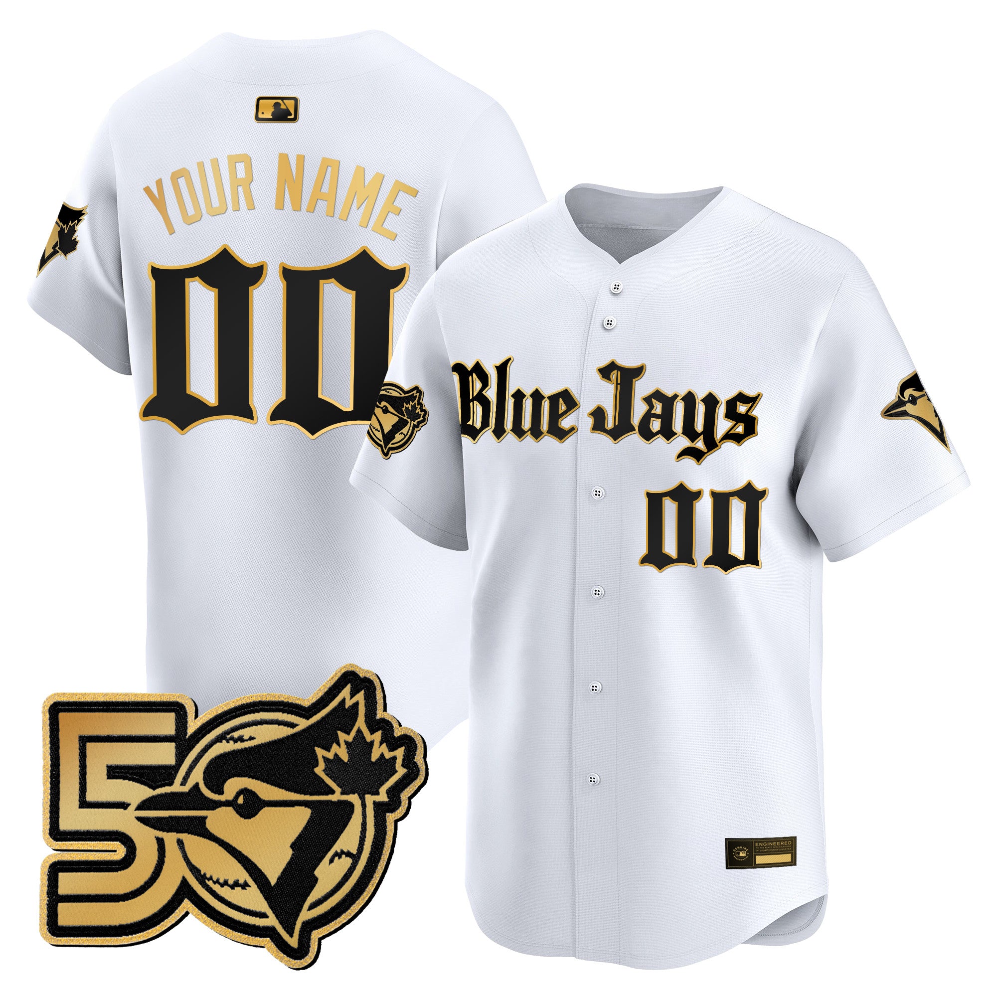 Toronto Blue Jays 50 Seasons Patch Vapor Premier Limited Custom Jersey - Gothic North Edition - All Stitched