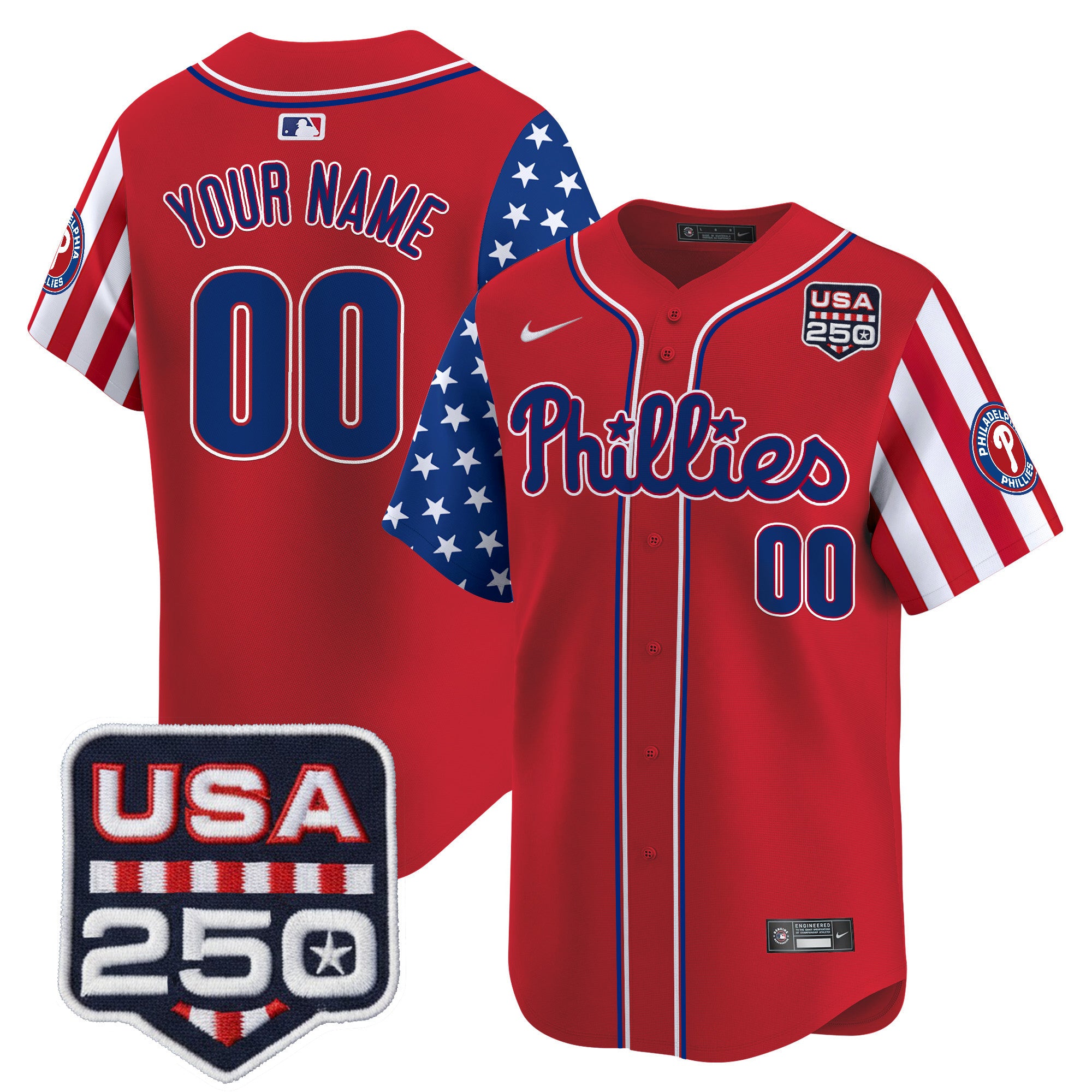 Philadelphia Phillies America250 Edition Vapor Premier Limited Custom Jersey - All Stitched