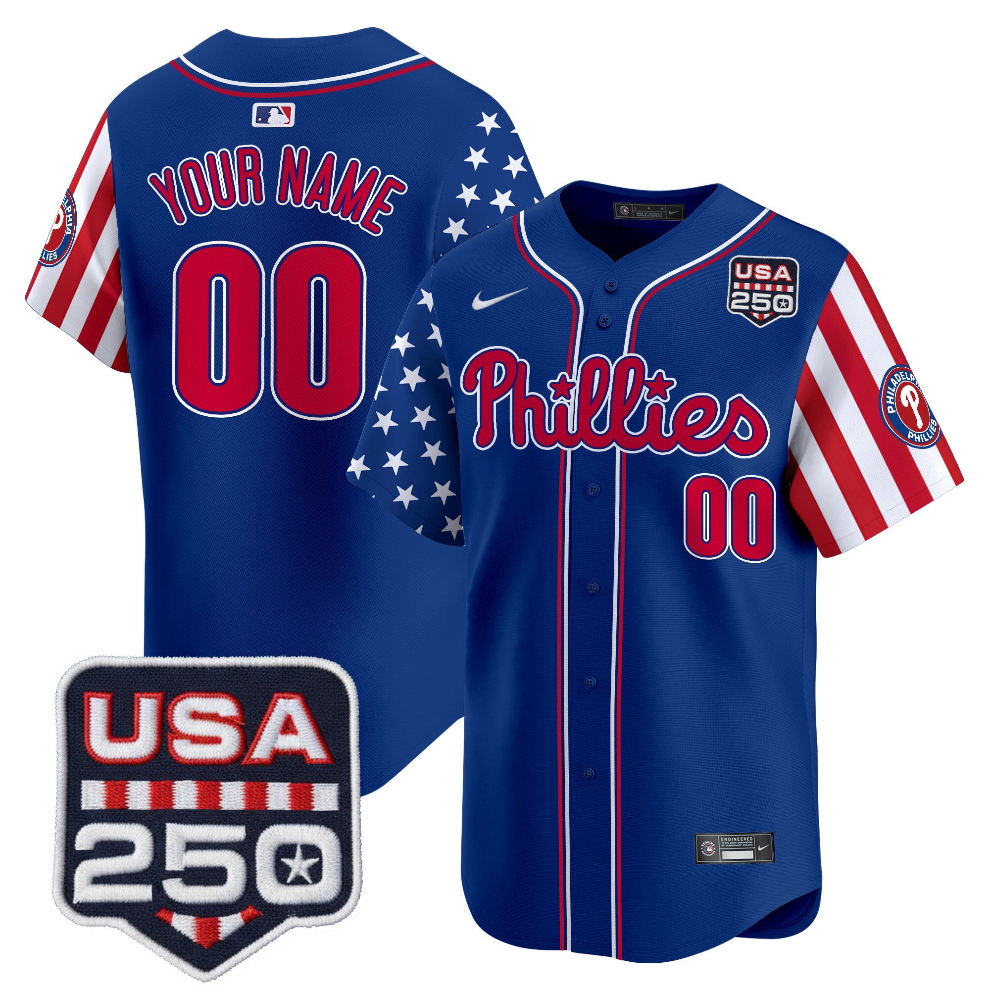 Philadelphia Phillies America250 Edition Vapor Premier Limited Custom Jersey - All Stitched