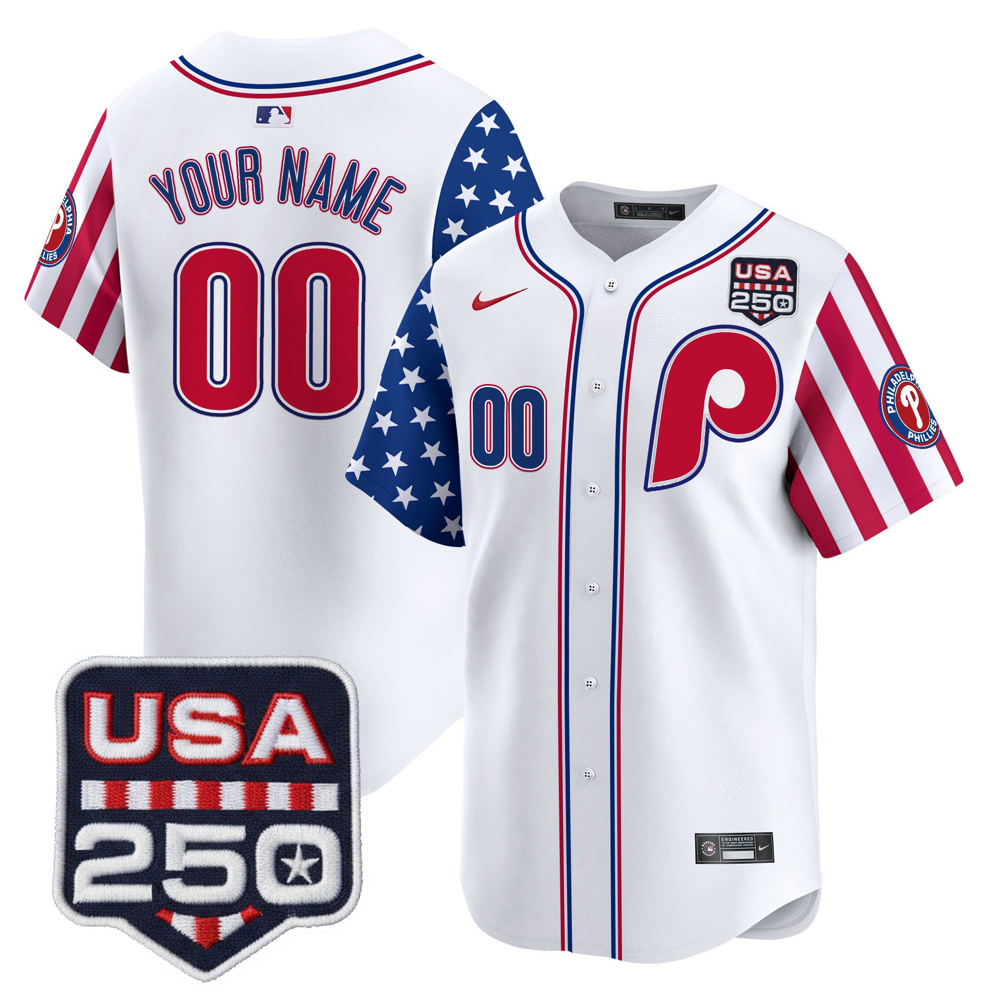 Philadelphia Phillies America250 Edition Vapor Premier Limited Custom Jersey - All Stitched