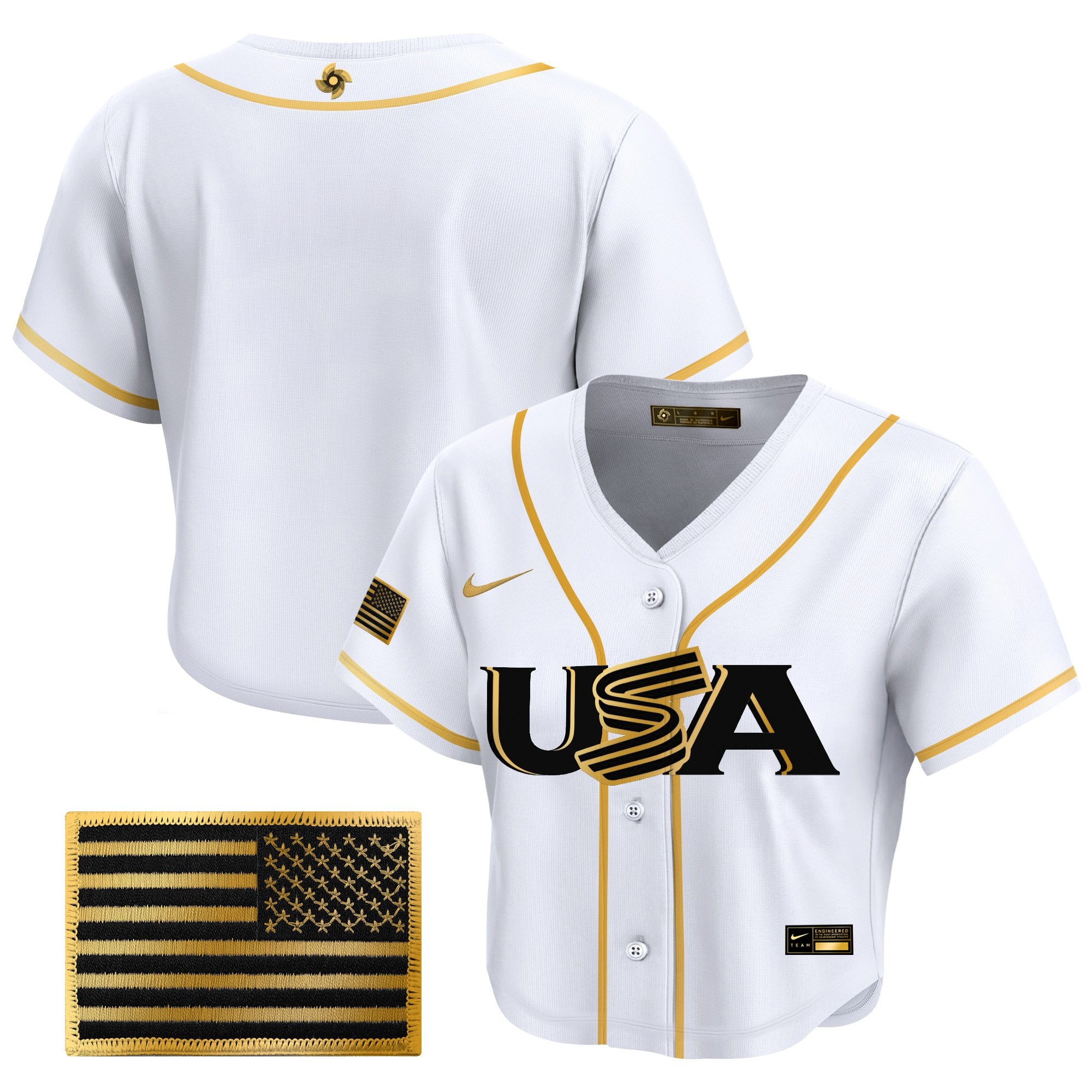 Women's Team USA World Baseball Classic Crop Top Baseball Jersey - All Stitched