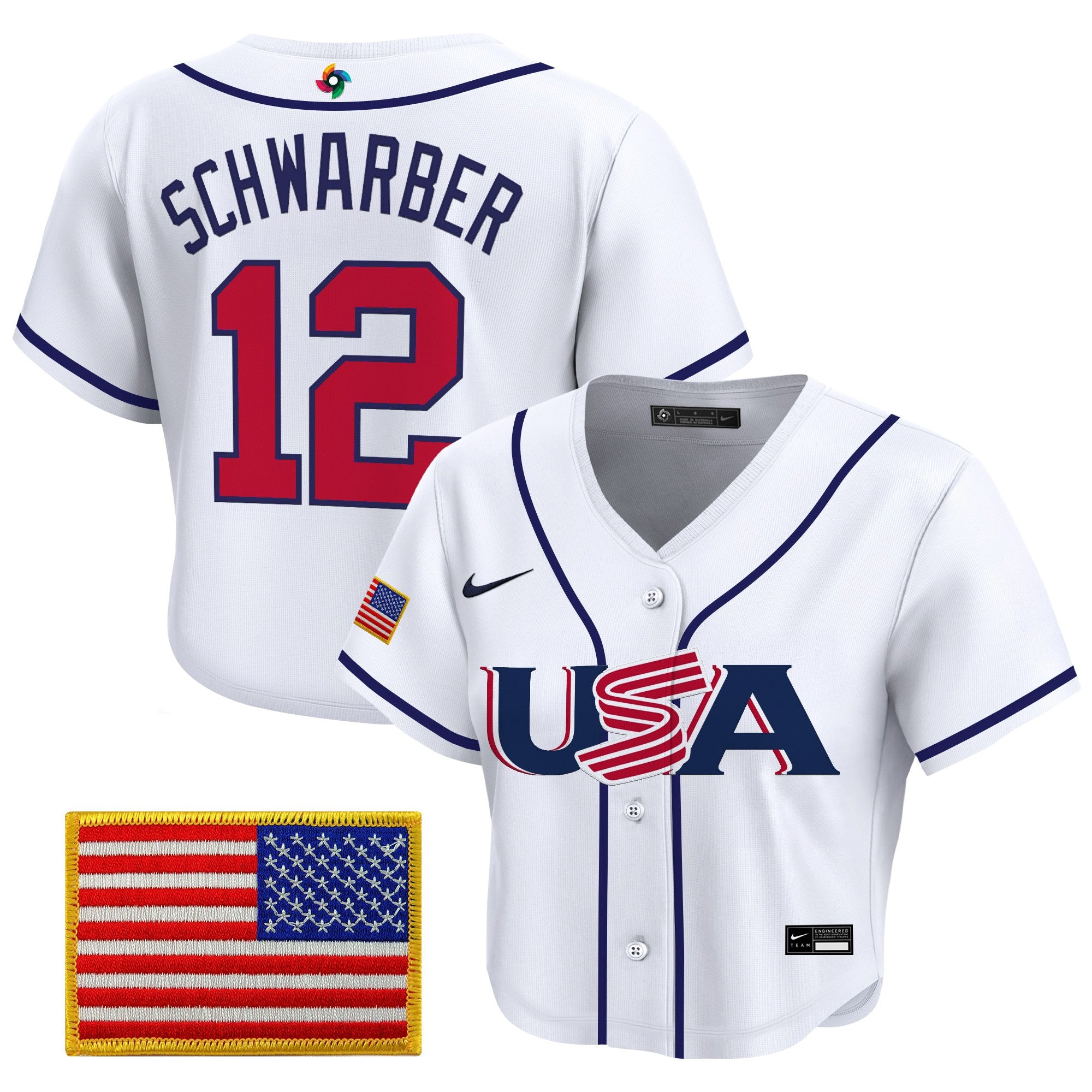 Women's Team USA World Baseball Classic Crop Top Baseball Jersey - All Stitched