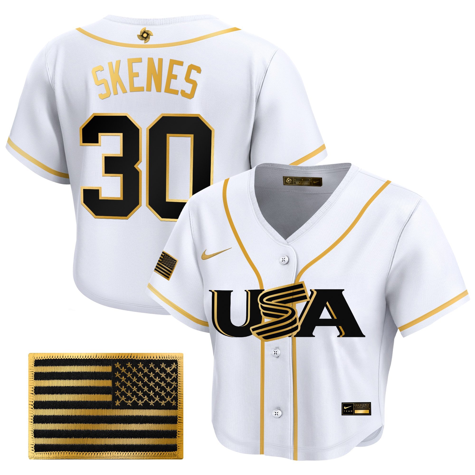 Women's Team USA World Baseball Classic Crop Top Baseball Jersey - All Stitched