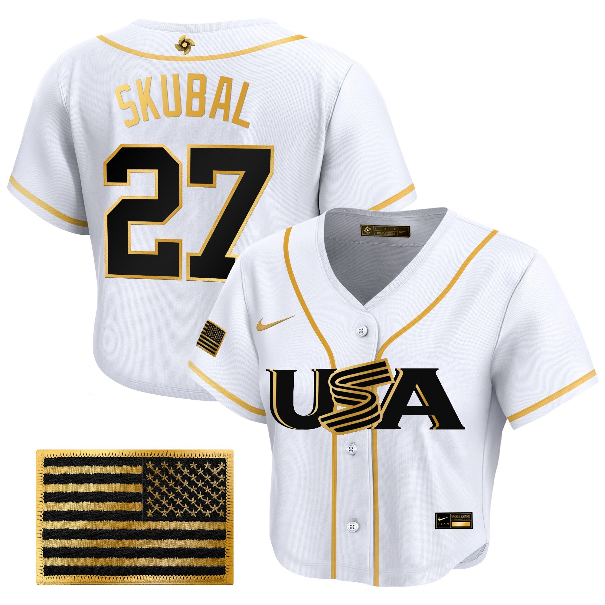 Women's Team USA World Baseball Classic Crop Top Baseball Jersey - All Stitched