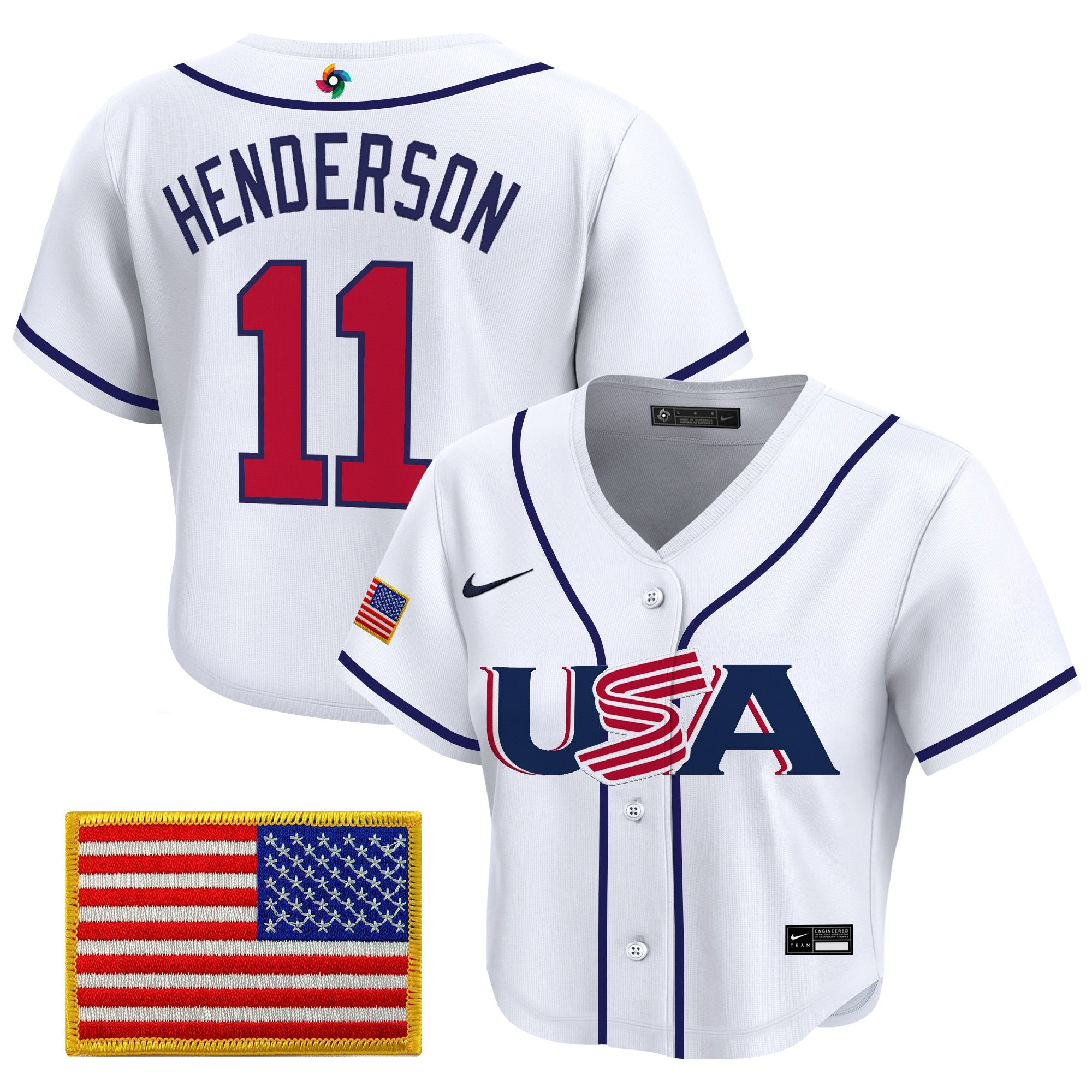 Women's Team USA World Baseball Classic Crop Top Baseball Jersey - All Stitched