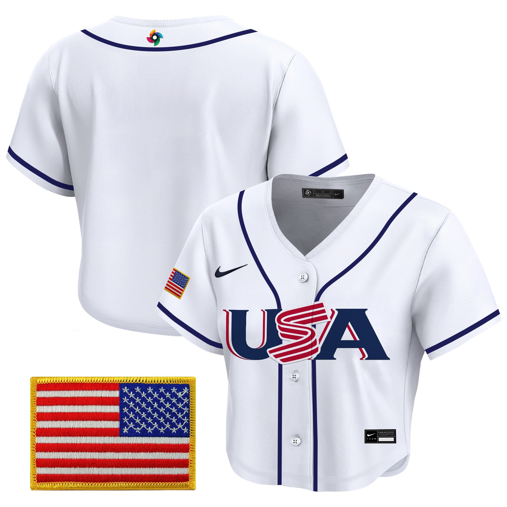 Women's Team USA World Baseball Classic Crop Top Baseball Jersey - All Stitched
