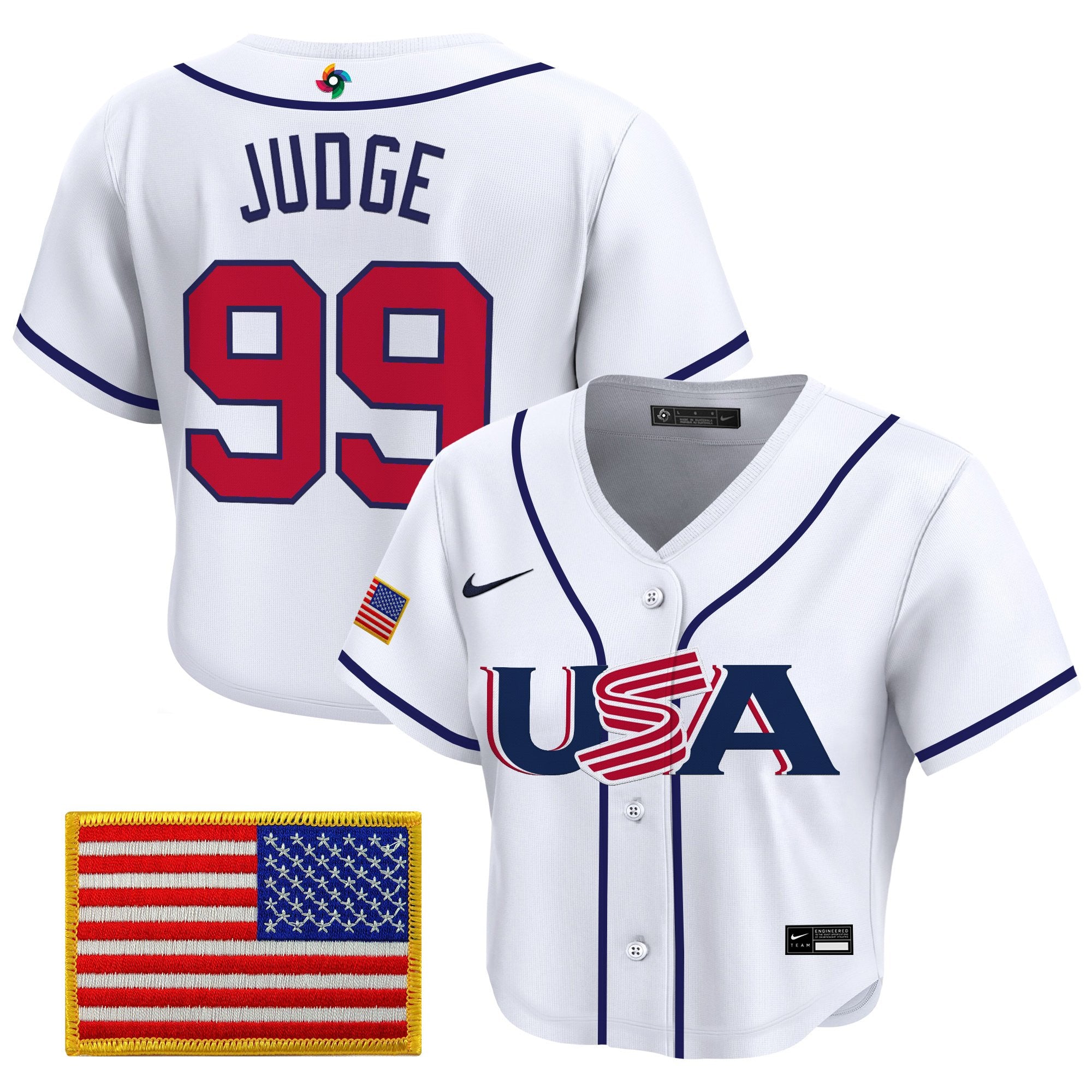 Women's Team USA World Baseball Classic Crop Top Baseball Jersey - All Stitched